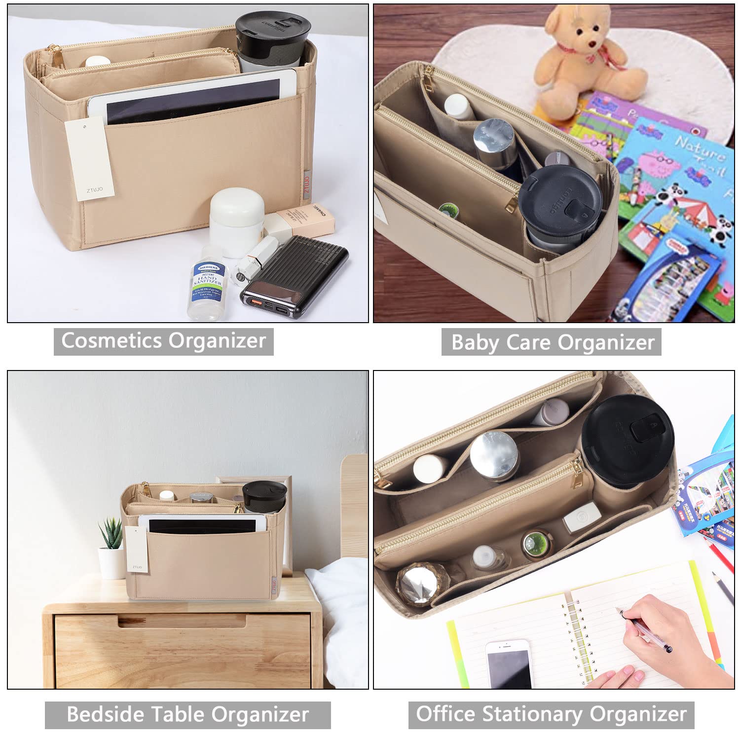 ZTUJO Felt Purse Organizer Insert for Louis Vuitton Speedy, Neverfull, Graceful & Tote Bags - Handbag Shaper & Storage Solution for Travel, Work & Daily Use
