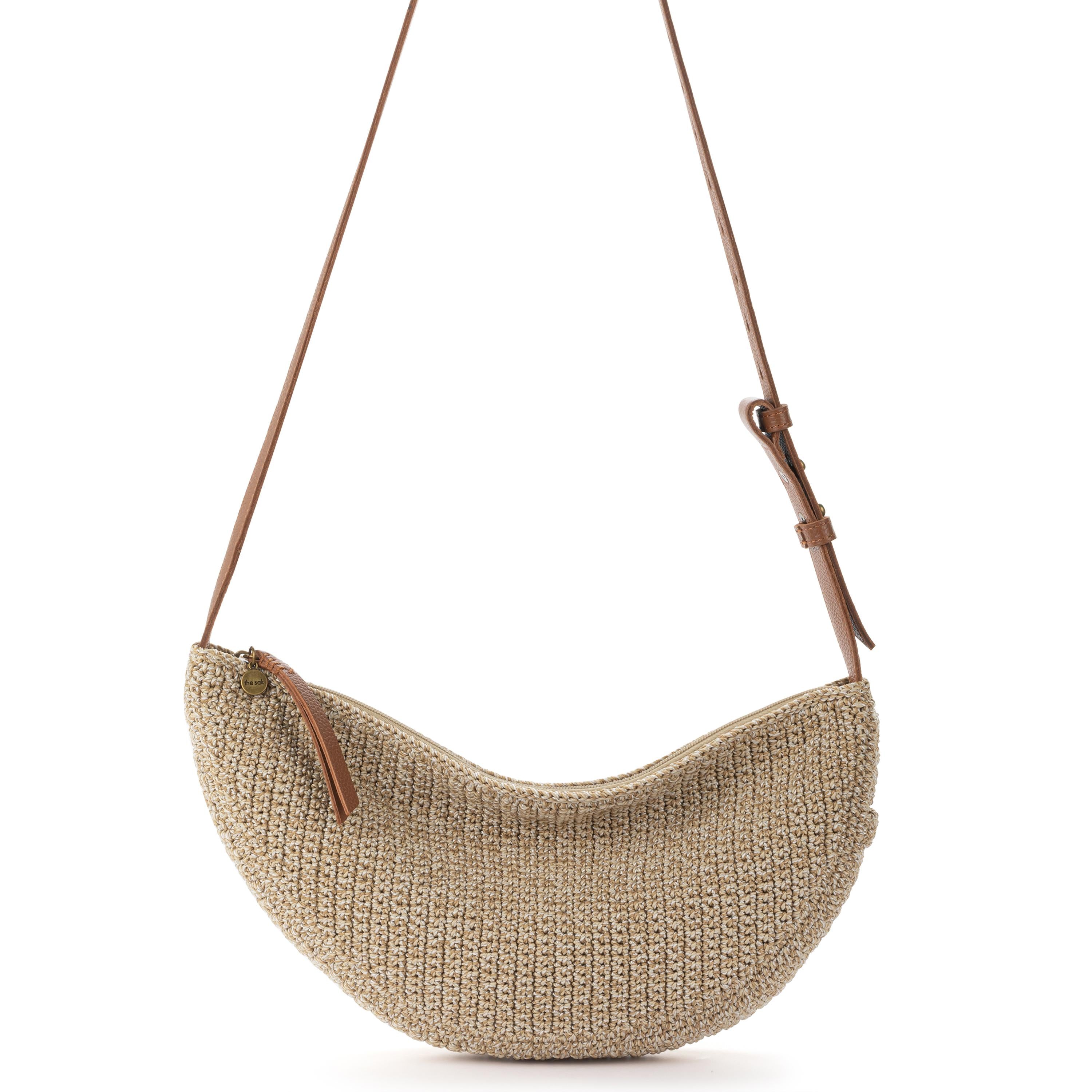 Handmade Crochet Tess Large Sling Bag - Eco-Friendly Bamboo Fiber Crossbody Purse for Women, Perfect for Travel, Shopping & Everyday Use