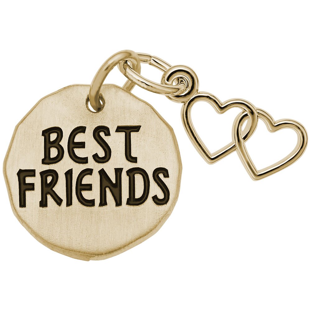 Best Friends Heart Charm Tag - Sterling Silver or Gold Plated Bracelet & Necklace Charms for Jewelry Making - Perfect for Gifts, Friendship Day, and Matching Accessories