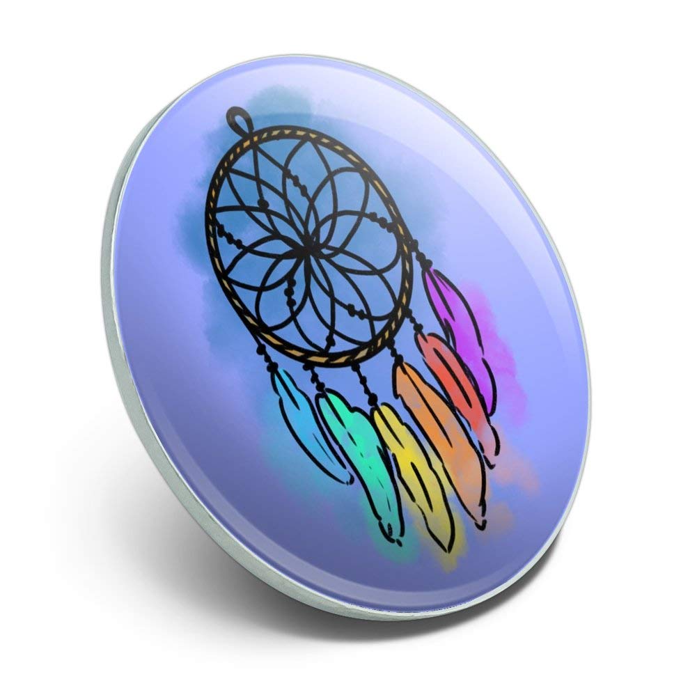 Dream Catcher with Rainbow Feathers - Watercolor Sketch Metal Tie Tack Pin (1.1