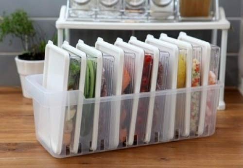 Premium Refrigerator Organizer Set - 9-Piece Fridge & Freezer Storage Trays with Lids (6 Small + 2 Large) - Space Saving Kitchen Organizers for Food Storage - Perfect for Meal Prep, Leftovers & Grocery Organization