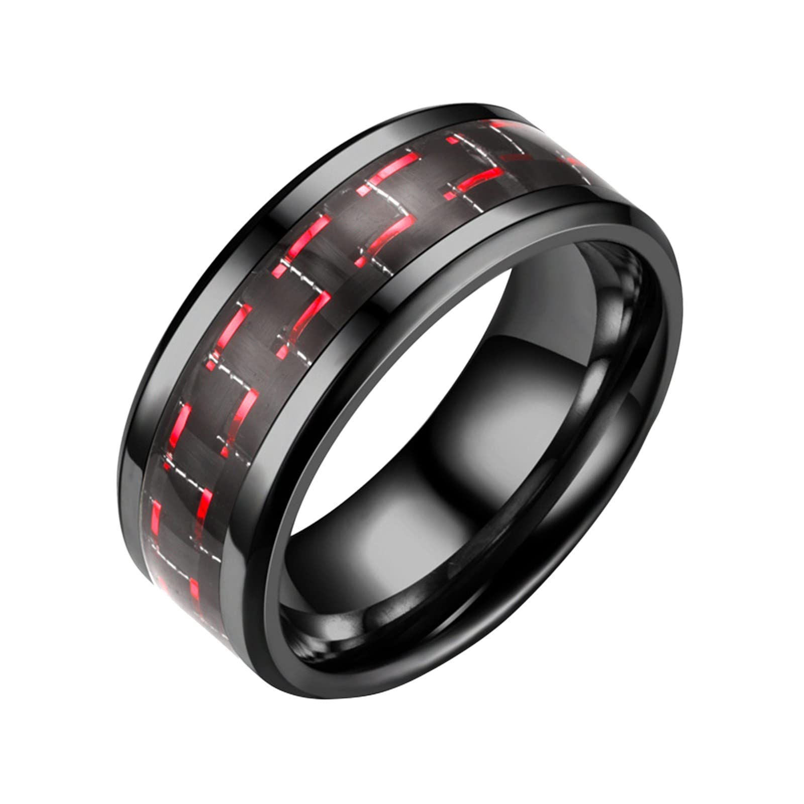 Titanium Steel Couple Rings for Women & Men - Engraved Letter M, Three-Color Fiber Inlay, Durable Matching Promise Rings - Perfect for Anniversaries, Valentine's Day Gifts & Teen Fashion Jewelry