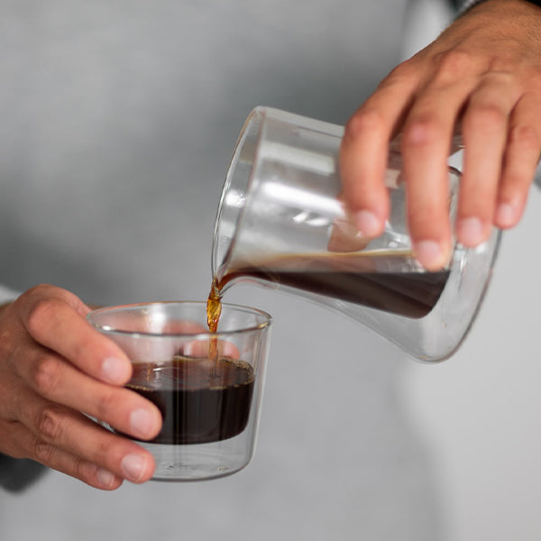 Varia FLO Dual Wall Glass Server - Insulated Carafe for Hot & Cold Beverages - Perfect for Coffee, Tea, Iced Drinks & Entertaining