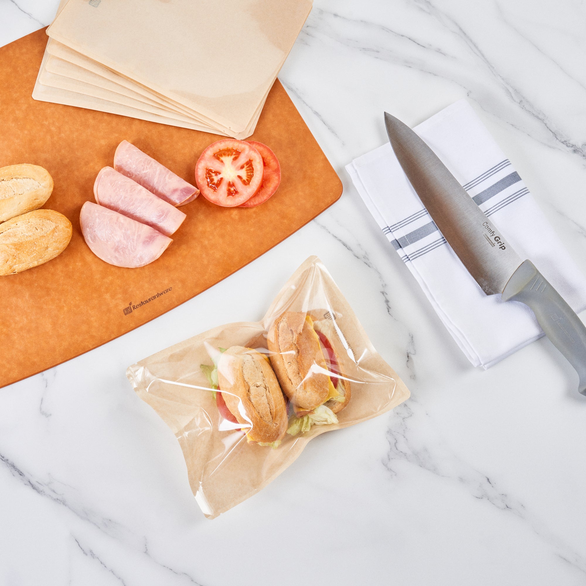 Kraft Plastic Medium Sandwich & Snack Bags - Heat Sealable (8 3/4