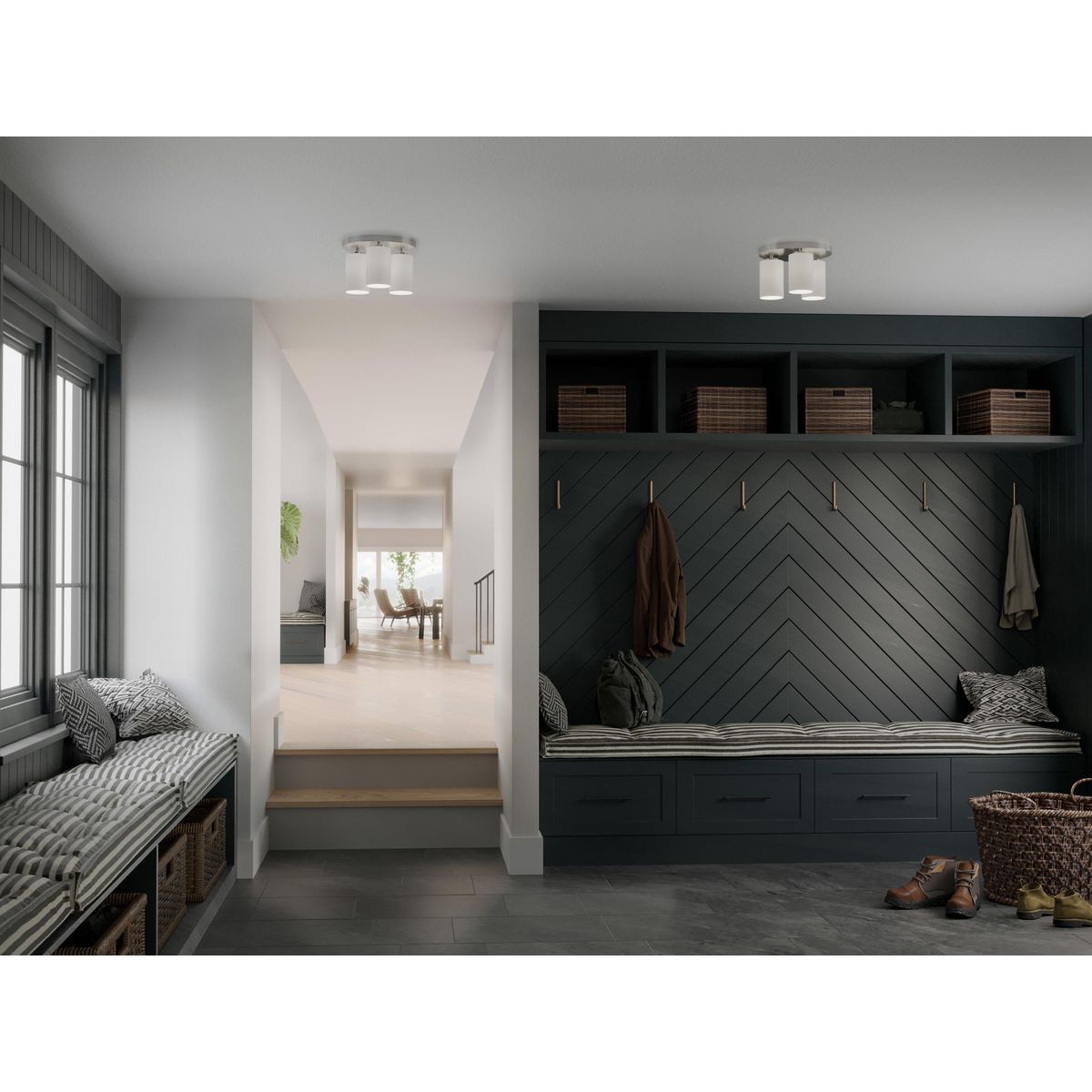 Cofield Collection 12 Inch 3-Light Flush Mount Ceiling Light Fixture P350237 - Perfect for Bedroom, Hallway & Entryway Lighting