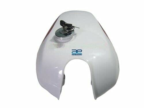 Yamaha RD350LC 1980-1981 Fuel Tank - White Painted Gas Petrol Tank with Cap & Key - Replacement for Motorcycle Restoration & Classic Bike Parts