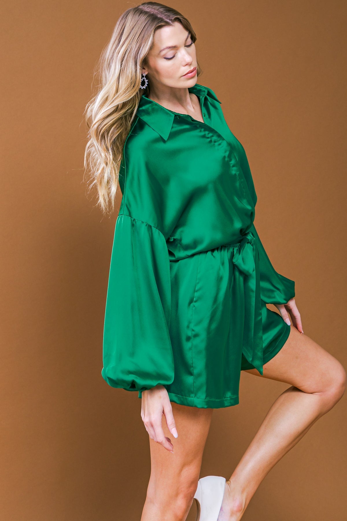 Celebration Time Woven Satin Romper - Women's Elegant Jumpsuit for Parties, Weddings & Special Occasions