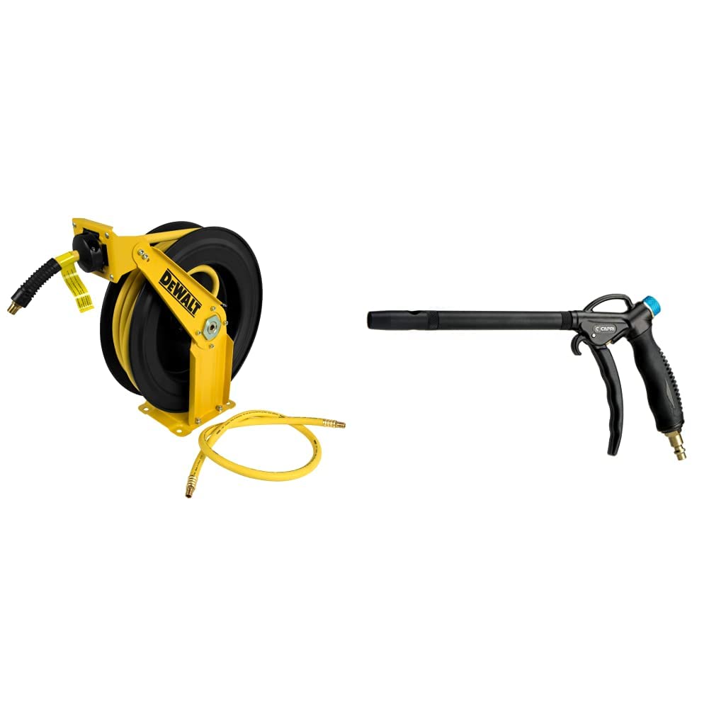 DeWalt Hose Reel with Air Blow Gun - for Garage & Workshop Use