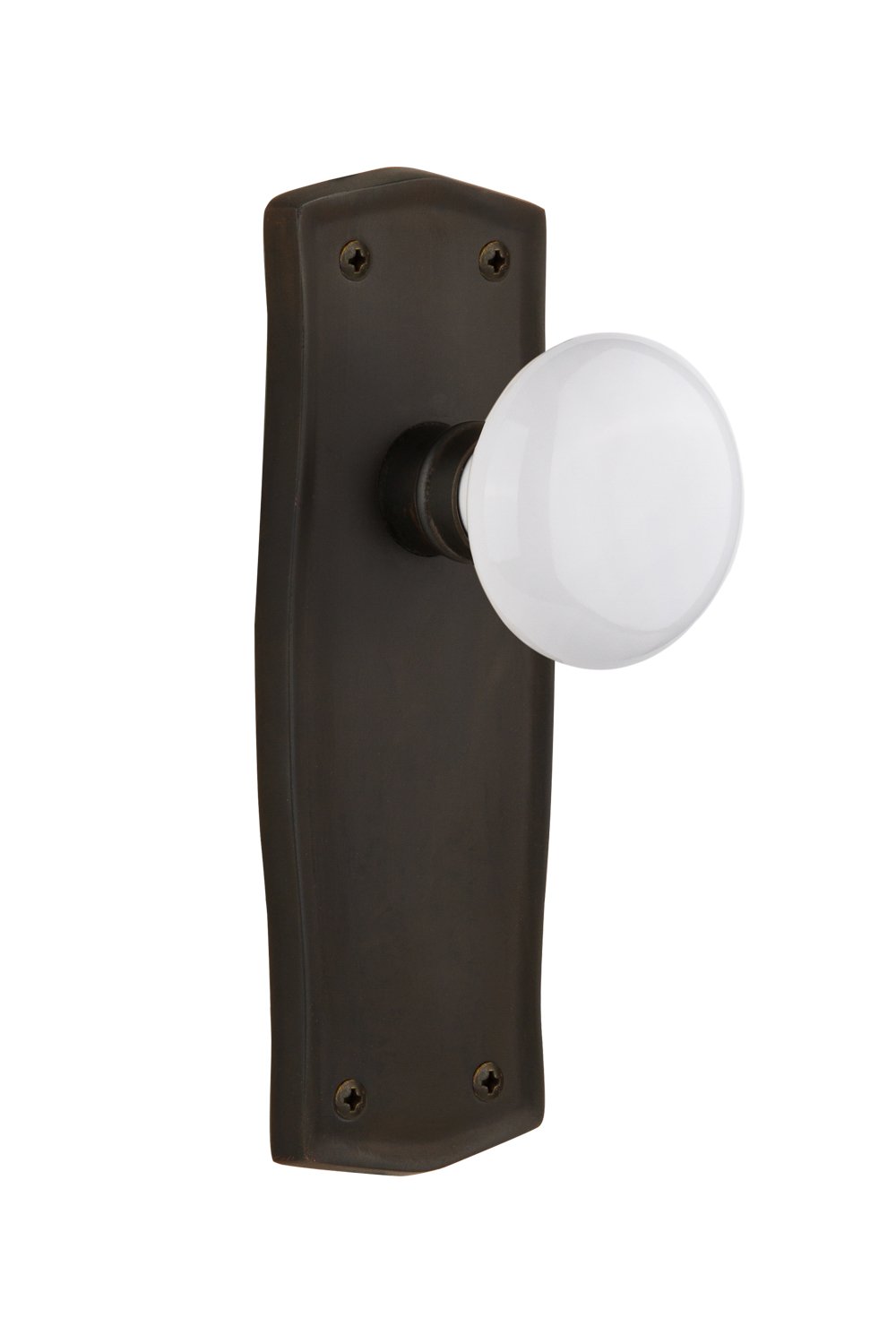 Vintage Prairie Plate with White Porcelain Knob - Single Dummy Door Plate in Oil-Rubbed Bronze Finish | Perfect for Farmhouse, Cottage & Rustic Home Decor