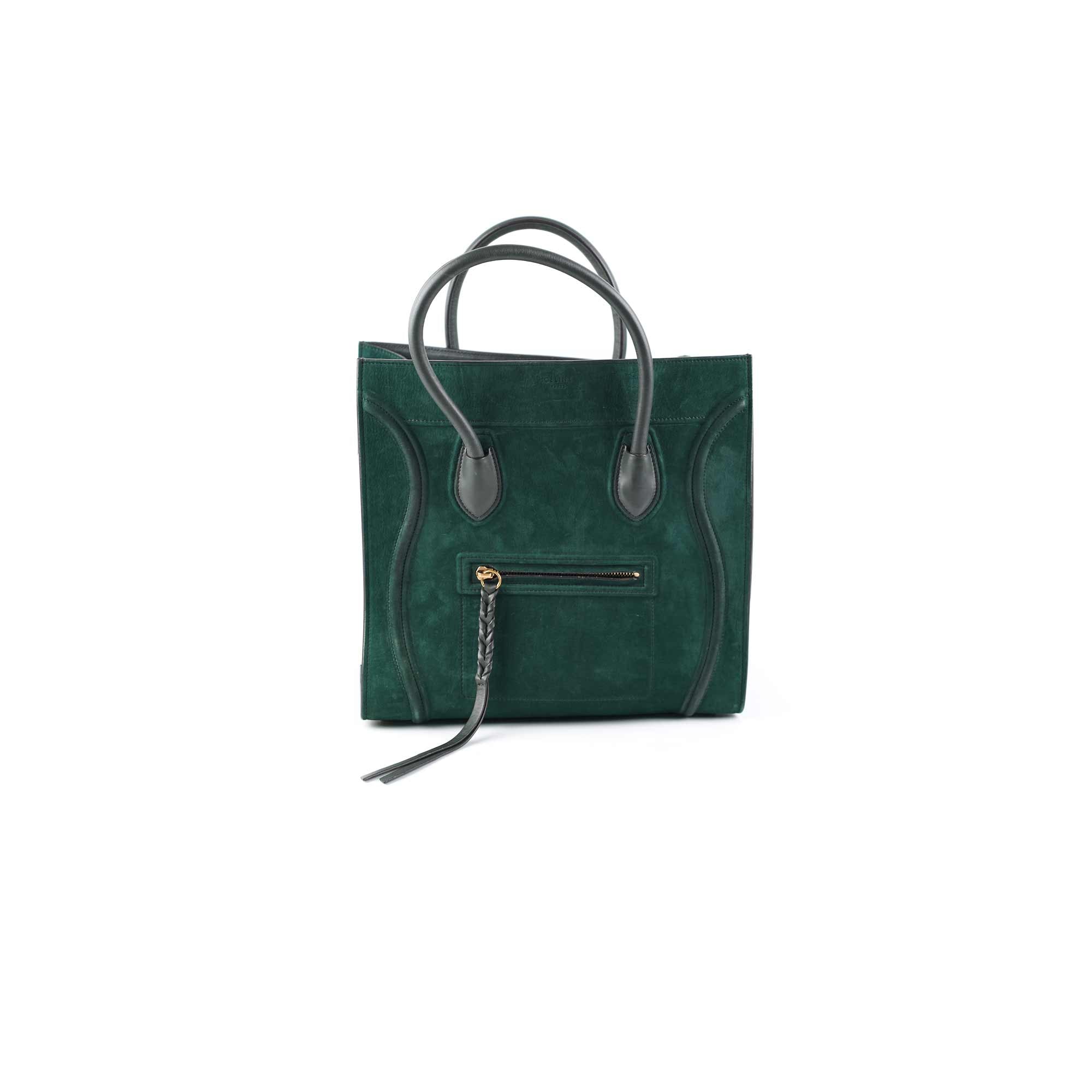 Celine Mini Luggage Bag in Green | Genuine Leather Crossbody Handbag for Women | Perfect for Travel, Work & Everyday Use