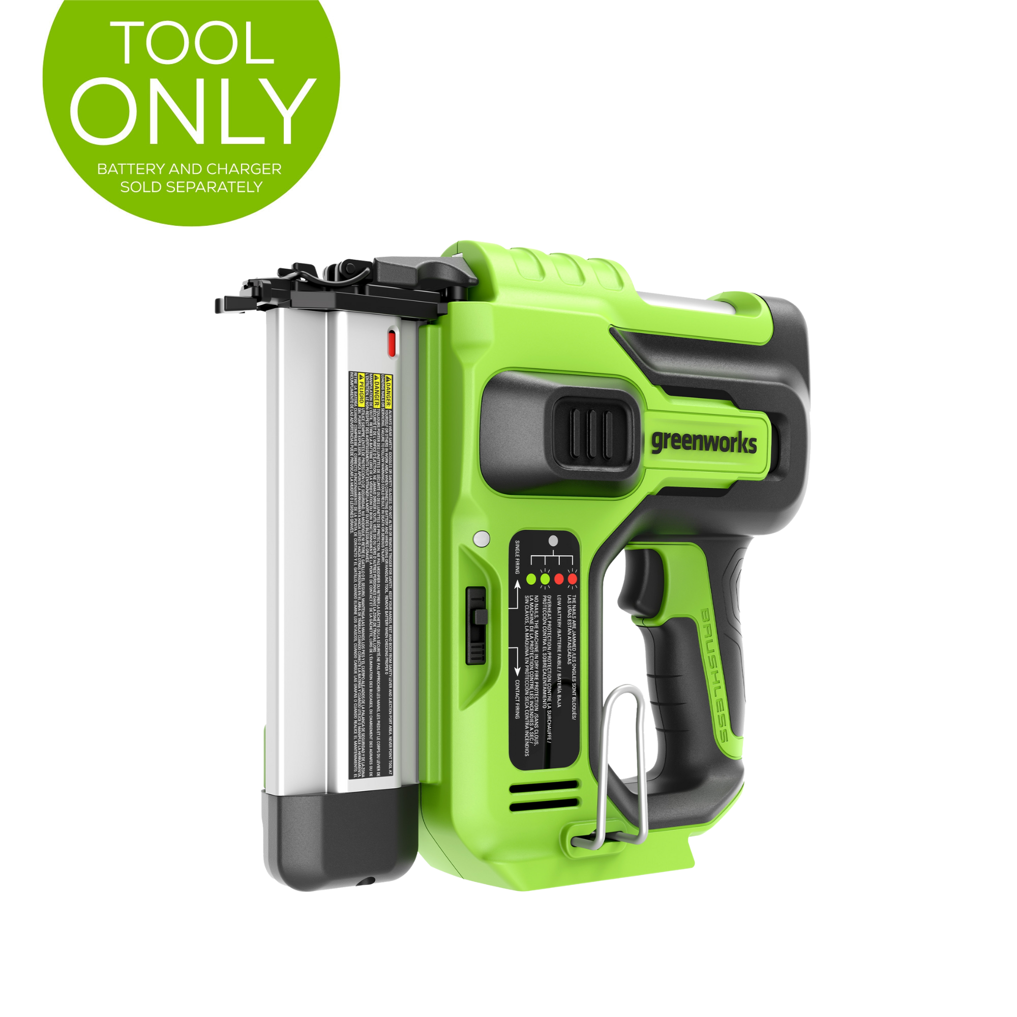 24V Cordless Brad Nailer 18 Gauge - Tool Only for Woodworking, Trim Work, and DIY Projects