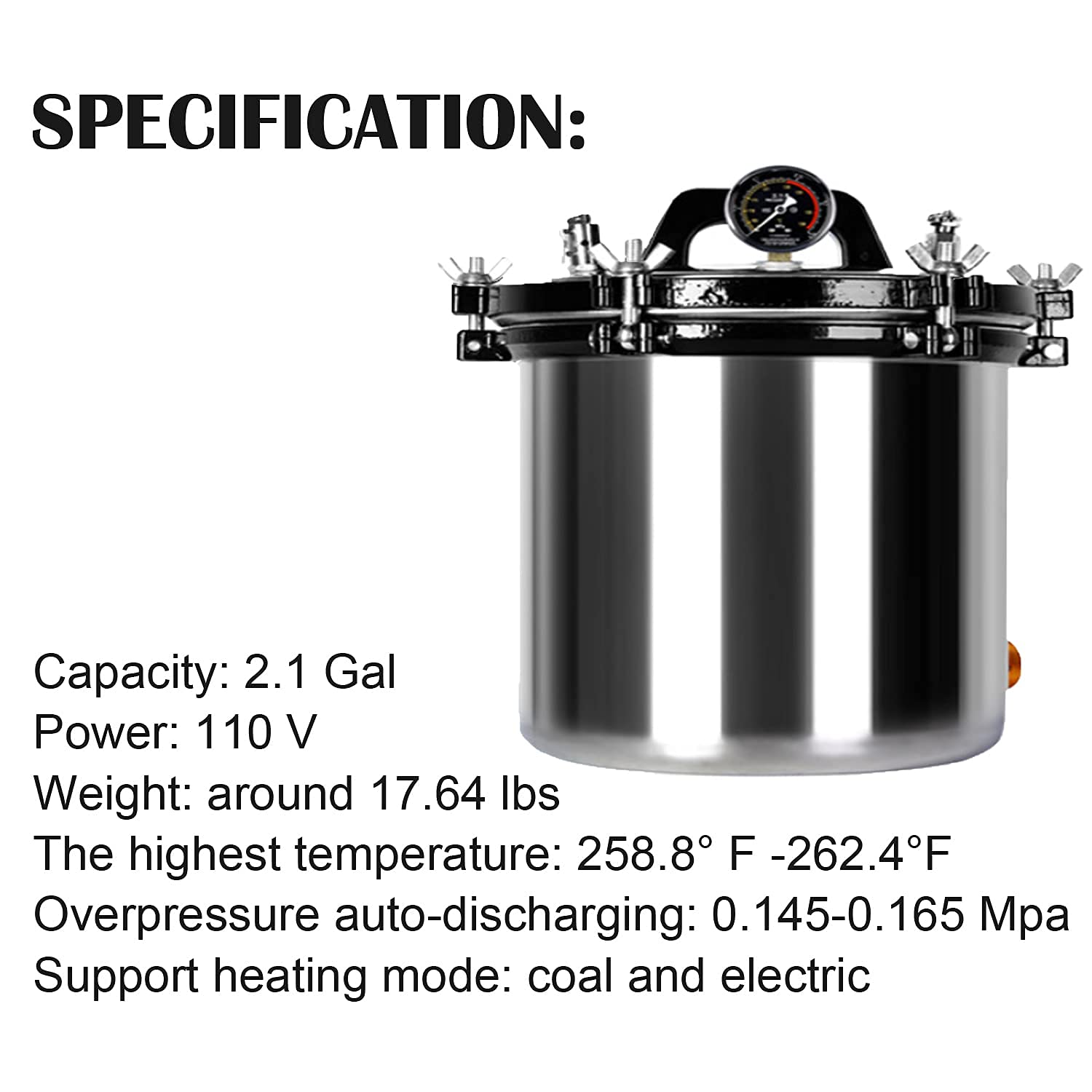 EustomA 8L Mini Autoclave - Desktop Steam Sterilizer for Lab Equipment | High Temperature Pressure Sterilization | Perfect for Dental Clinics, Tattoo Shops & Medical Laboratories