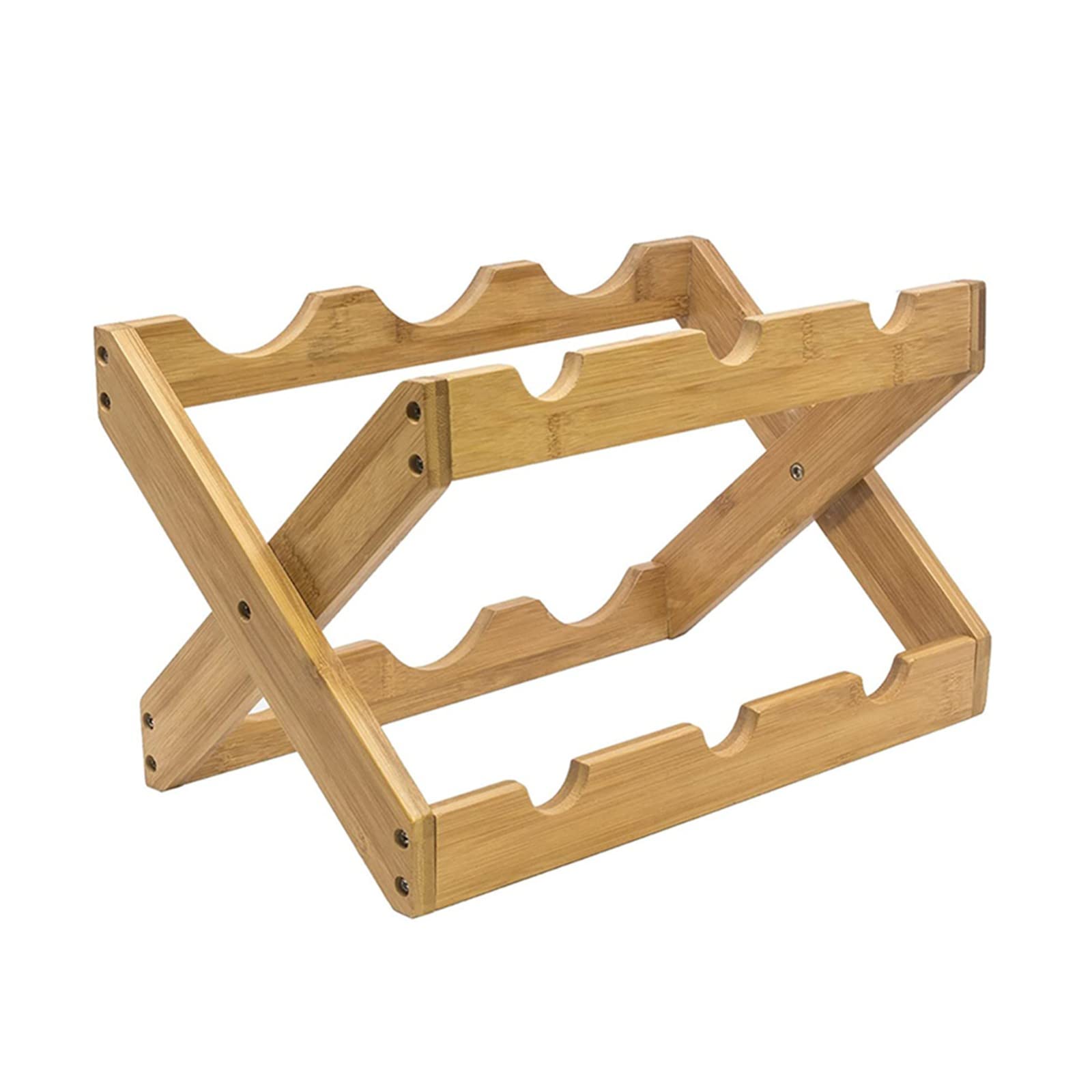 HEMOTON Bamboo Foldable Countertop Wine Rack - Solid Wood Modern Minimalist Wine Bottle Holder for Kitchen, Bar, Dining Room & Home Decor | Space-Saving Wine Storage Solution