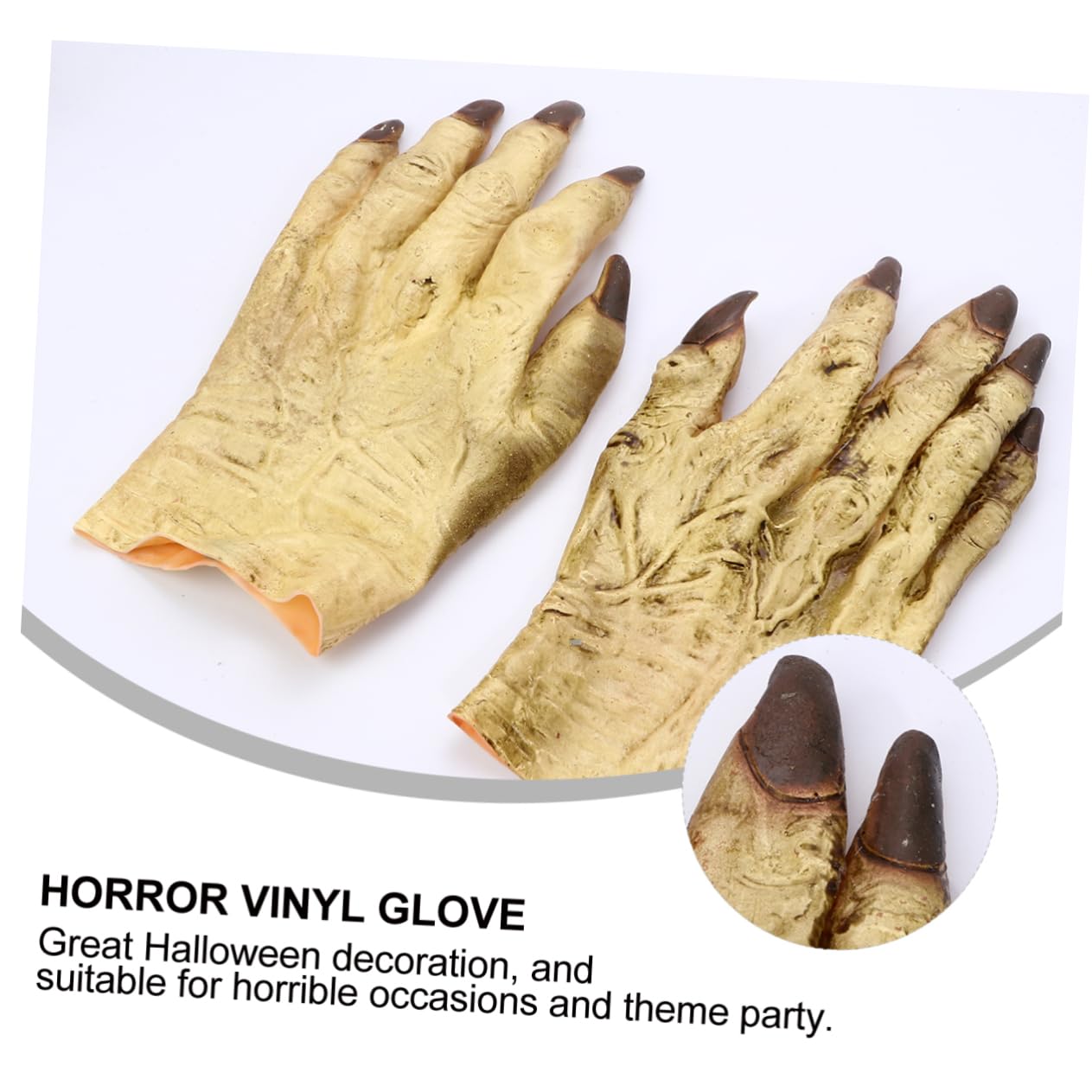 2 Pairs Zombie Hands Gloves - Scary Halloween Costume Accessories for Devil, Horror Dress Up & Party Makeup Props (Yellow) - Perfect for Trick or Treat, Haunted House & Cosplay Events