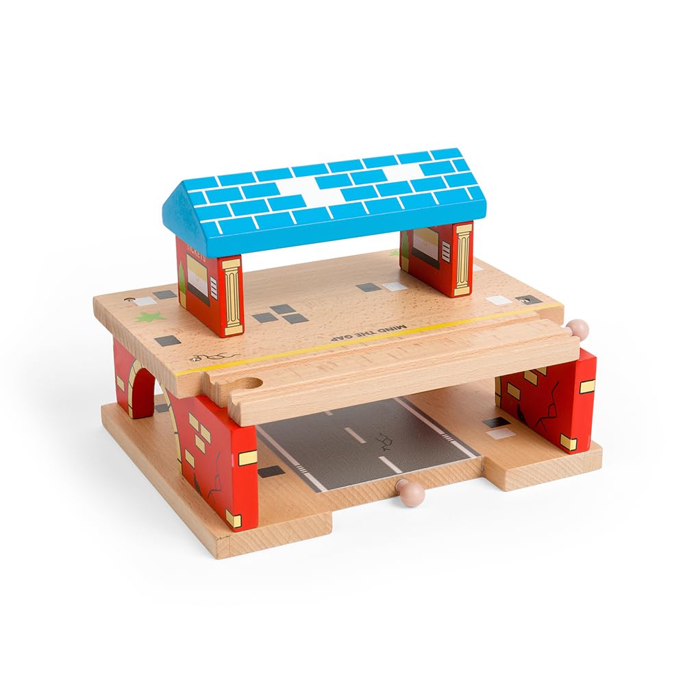 Bigjigs Rail Overground Station - Wooden Train Accessories & Shed for Kids Ages 3-5 | Perfect for Imaginative Play & Wooden Railway Sets