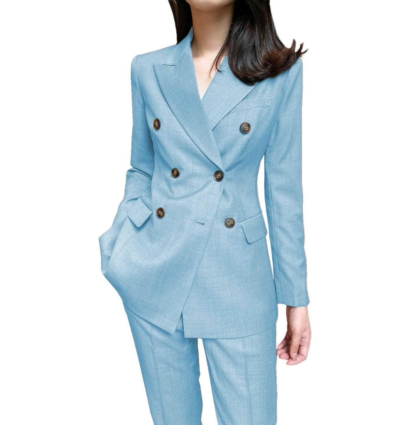 Women's 2-Piece Formal Suit Set with Peak Lapel Blazer & Pants - Office Wear, Business Attire & Professional Outfits