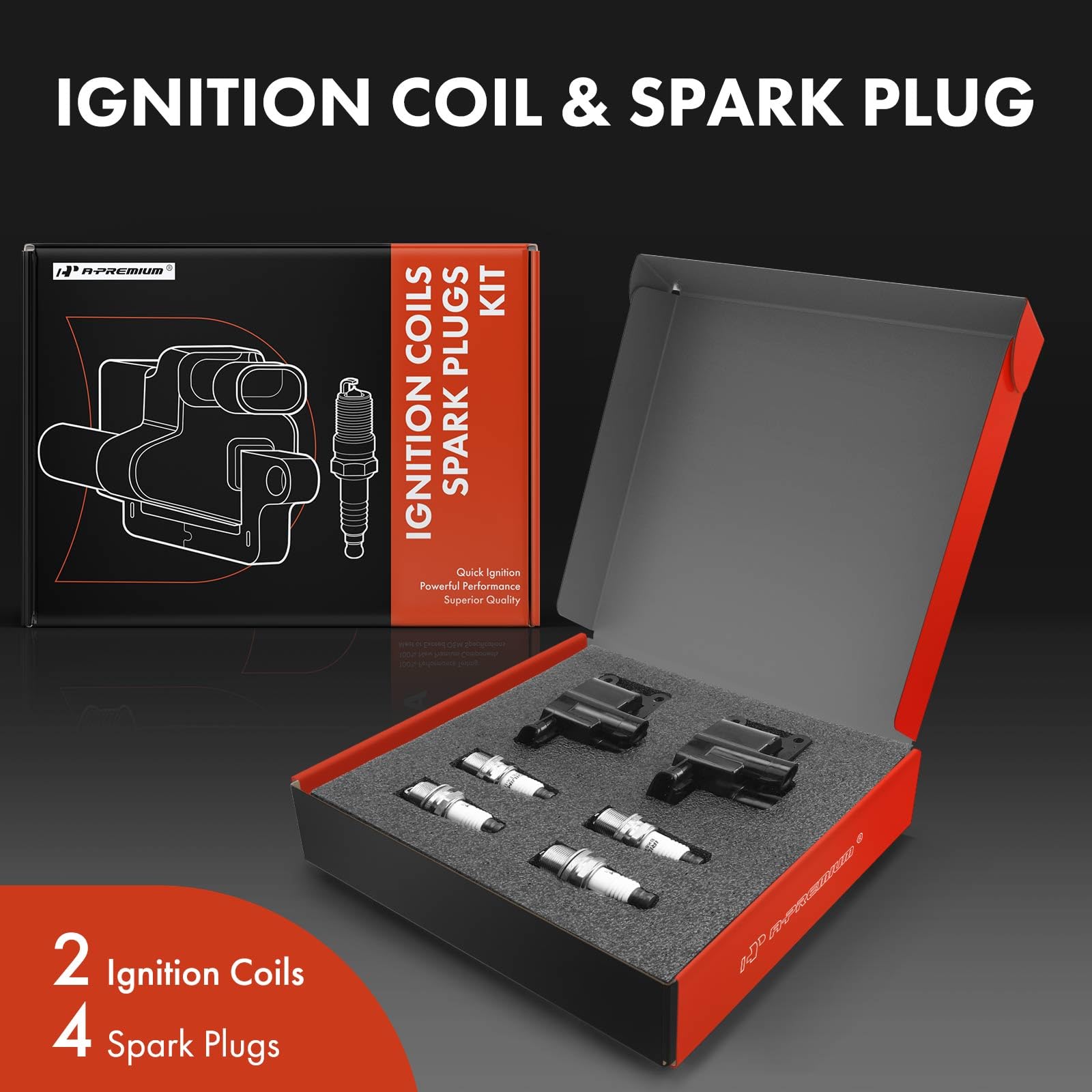 Premium 2x Ignition Coil Pack & 4x Iridium Spark Plugs Kit - Compatible with Toyota Camry 1997-2001, RAV4 1998-2000, Solara 1999-2001, L4 2.0L 2.2L - High Performance Replacement Parts for Smoother Engine Start & Better Fuel Efficiency