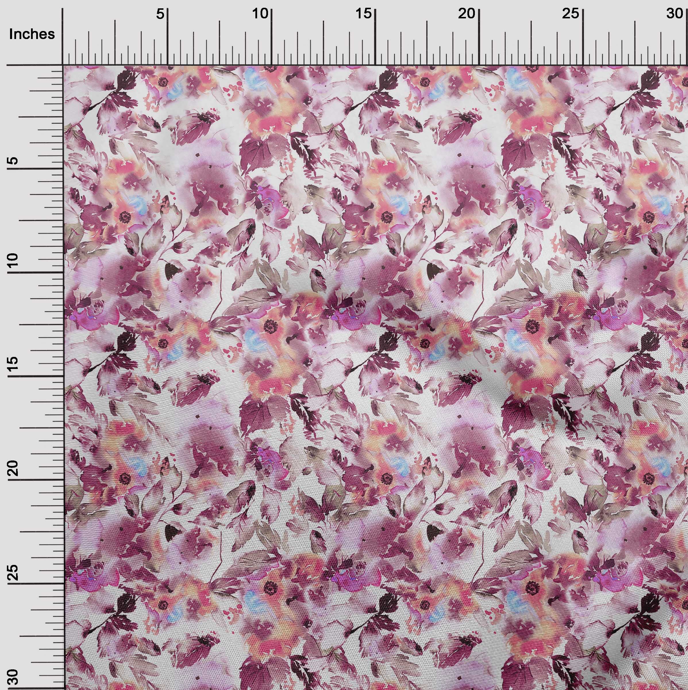 oneOone 60 Inch Wide Viscose Jersey Fabric - Abstract Watercolor Floral Print Dress Material in Pink | Perfect for DIY Dresses, Skirts, and Summer Fashion Projects