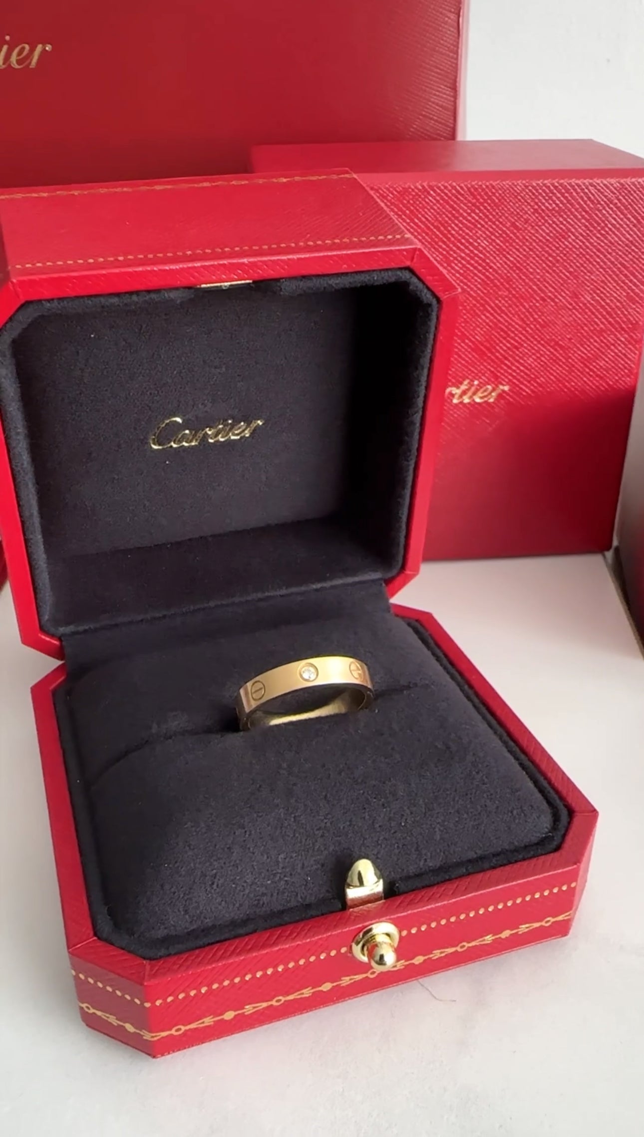 Cartier 18K Yellow Gold 1 Diamond Small Love Ring - Size 7.25 (US 55) - Elegant Wedding Band, Anniversary Gift & Luxury Jewelry for Women