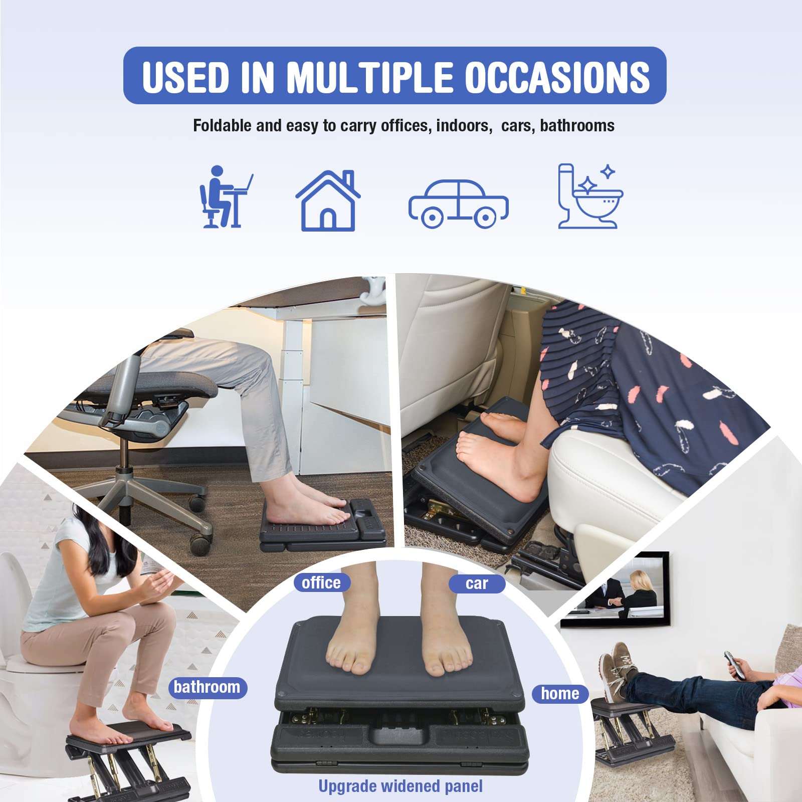 4-Level Adjustable Ergonomic Foot Rest for Under Desk - Foldable Office Footrest with Soft Removable Pad for Work, Gaming & Computer Use - All-Season Comfort (Gray Plus) - Perfect for Home Office, Workstation & Long Sitting Sessions