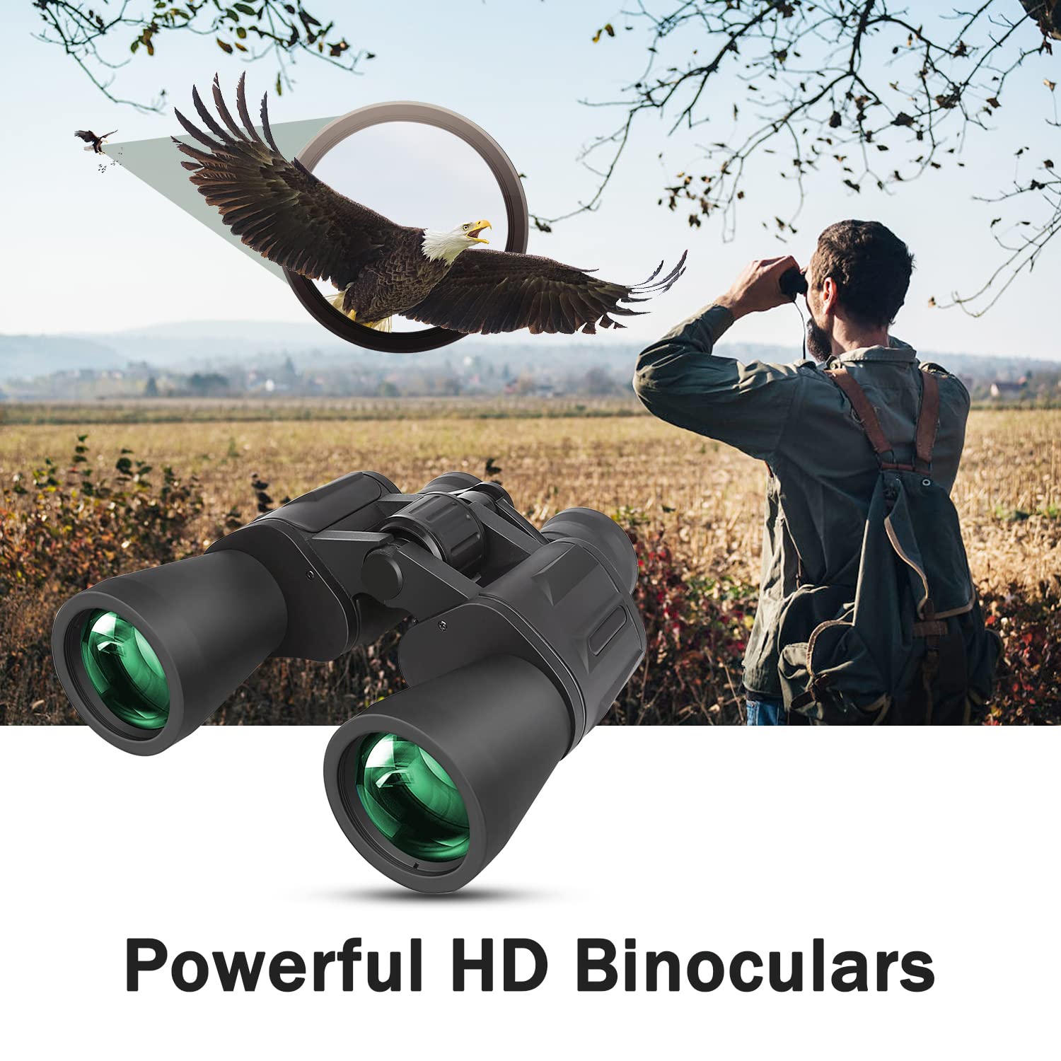 10x50 Binoculars for Adults - High Power Binoculars with Multi-Coated Optics for Bird Watching, Hunting, Travel & Outdoor Activities | Durable Full-Size Binoculars for Sightseeing, Sports Games, Concerts & Stargazing