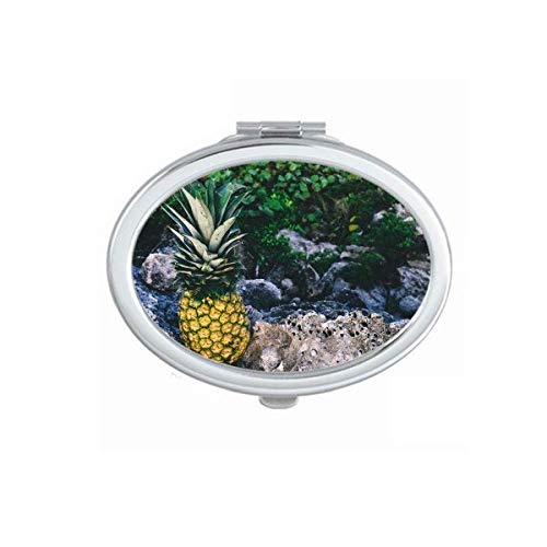 DIYthinker Pine Fruit Leaf Plant Picture Nature Mirror - Portable Foldable Double-Sided Makeup Mirror with Stand for Home, Travel & Vanity Use
