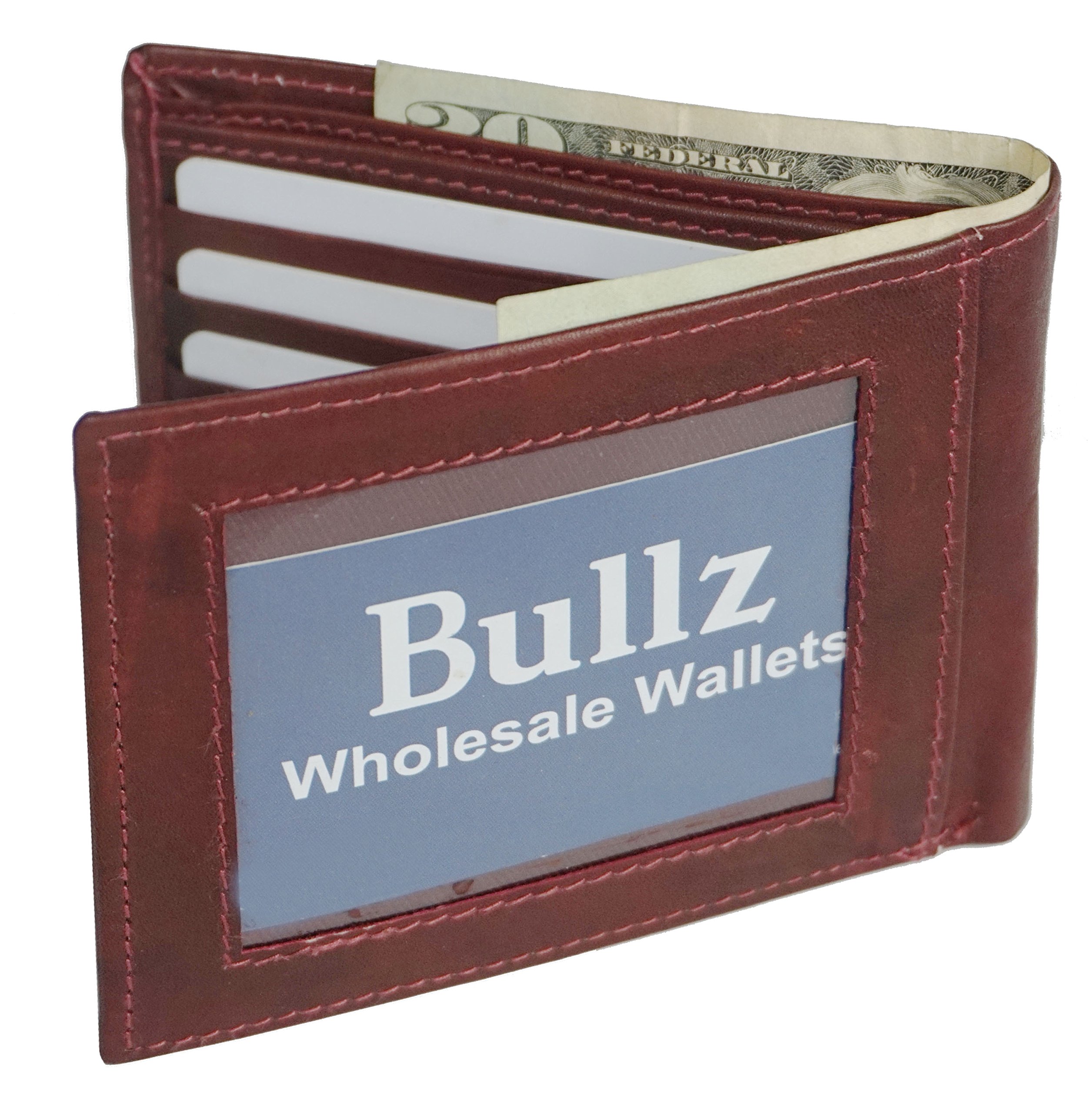 Genuine Leather Horizontal Bifold Wallet with Metal Money Clip & ID Holder - Slim RFID Blocking Mens Wallet for Everyday Carry, Business & Travel