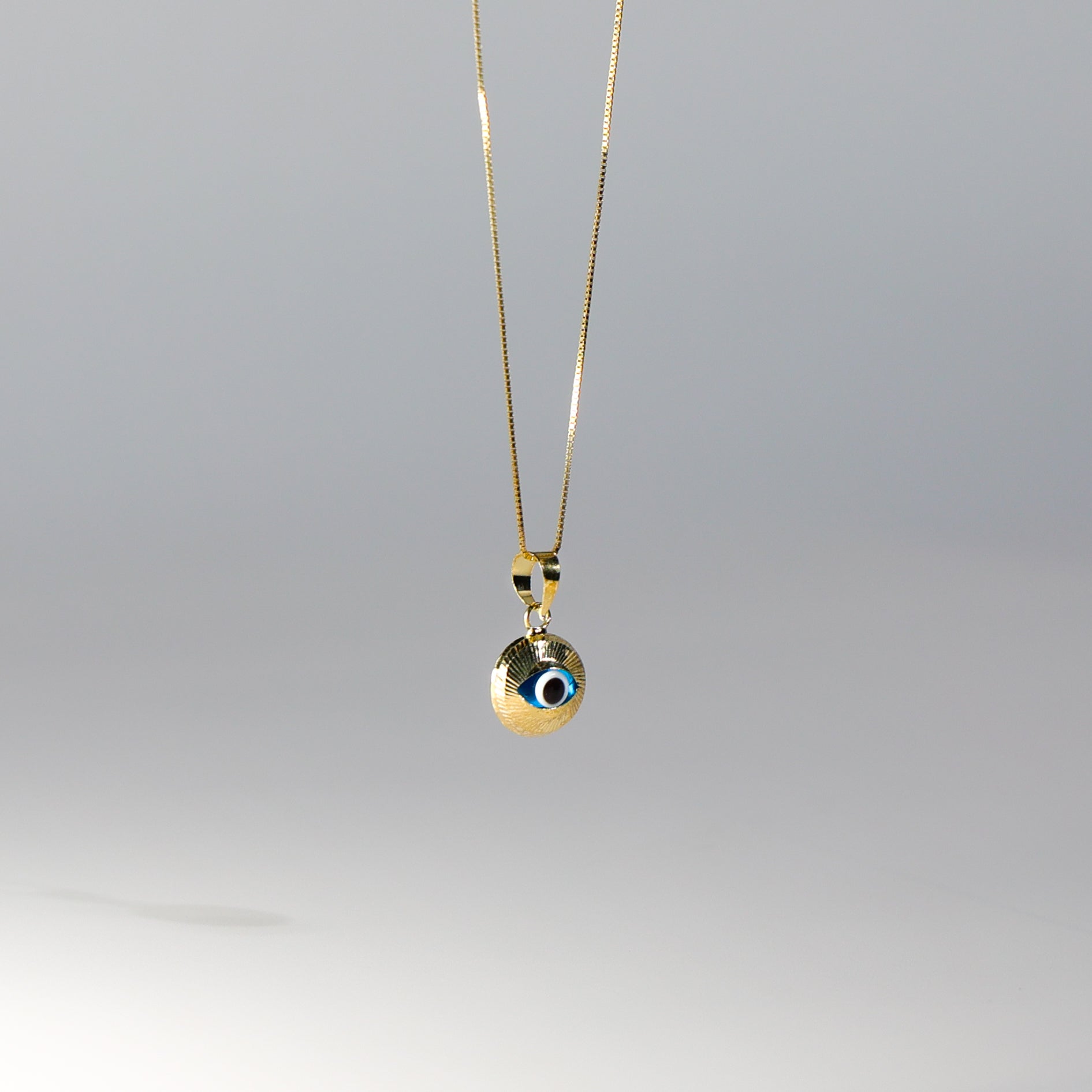 14K Gold Dainty Round Blue Evil Eye Pendant Necklace for Women - Protection Jewelry Gift for Birthday, Travel & Good Luck Charm