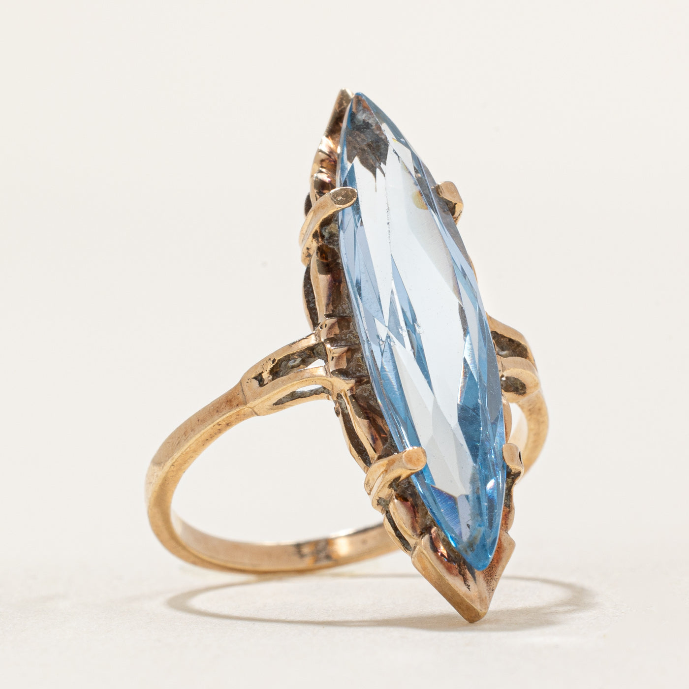 4.00ct Synthetic Spinel Navette Ring - Size 6 | Elegant Marquise Cut Gemstone Jewelry for Women | Perfect for Weddings, Parties & Special Occasions