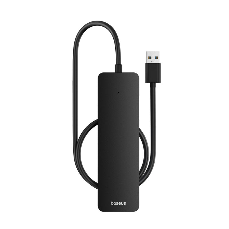 Baseus UltraJoy Series 4-Port USB 3.0 Hub Adapter - 50cm Cable, 5Gbps High-Speed Data Transfer, Black - Perfect for Home Office, Gaming & Multi-Device Connectivity