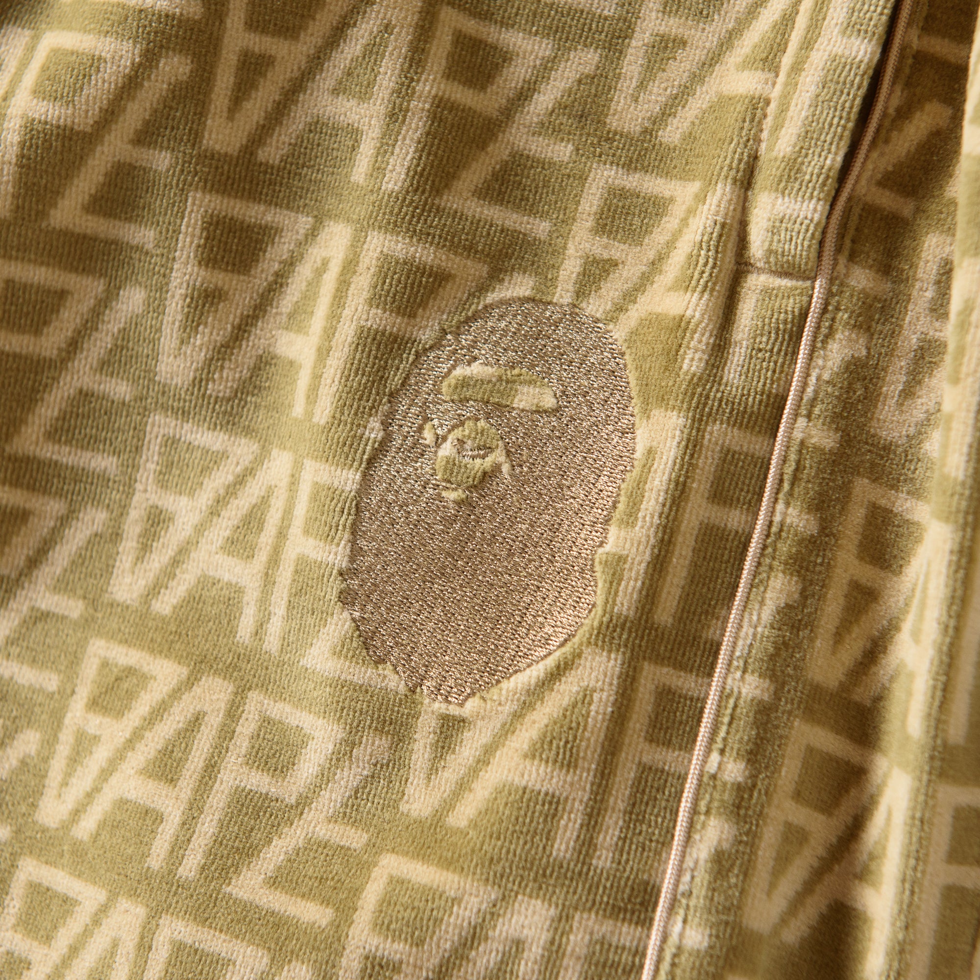 BAPE Logo Monogram Velour Shorts for Men - Beige Casual Lounge & Streetwear Style