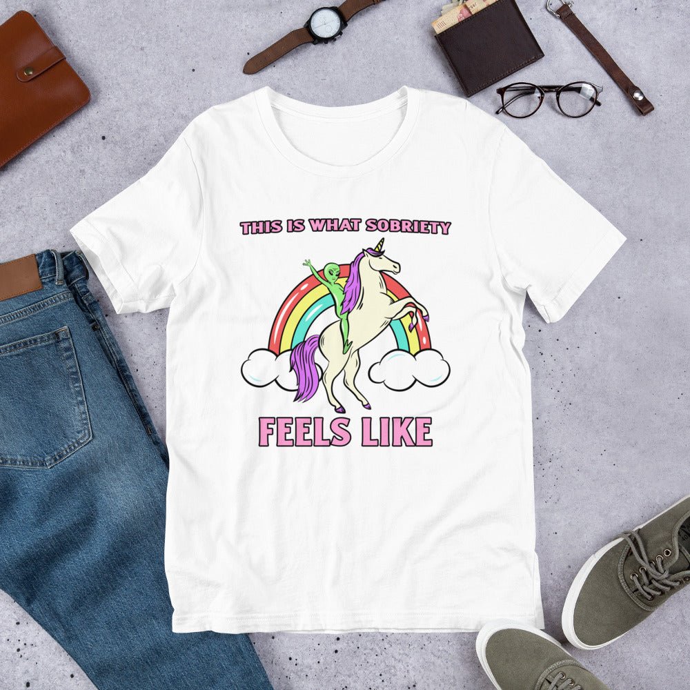 This Is What Sobriety Feels Like Unisex T-Shirt | Adventure Awaits Motivational Tee | Perfect for Recovery Support & Outdoor Activities