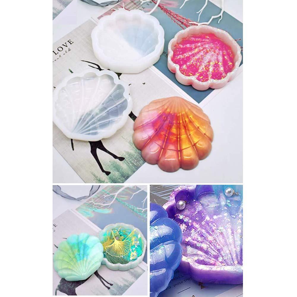 Premium Silicone Resin Molds for Jewelry Storage Box & Seashell Epoxy Crafts - DIY Resin Art Supplies for Home Decor, Gift Making, and Creative Projects