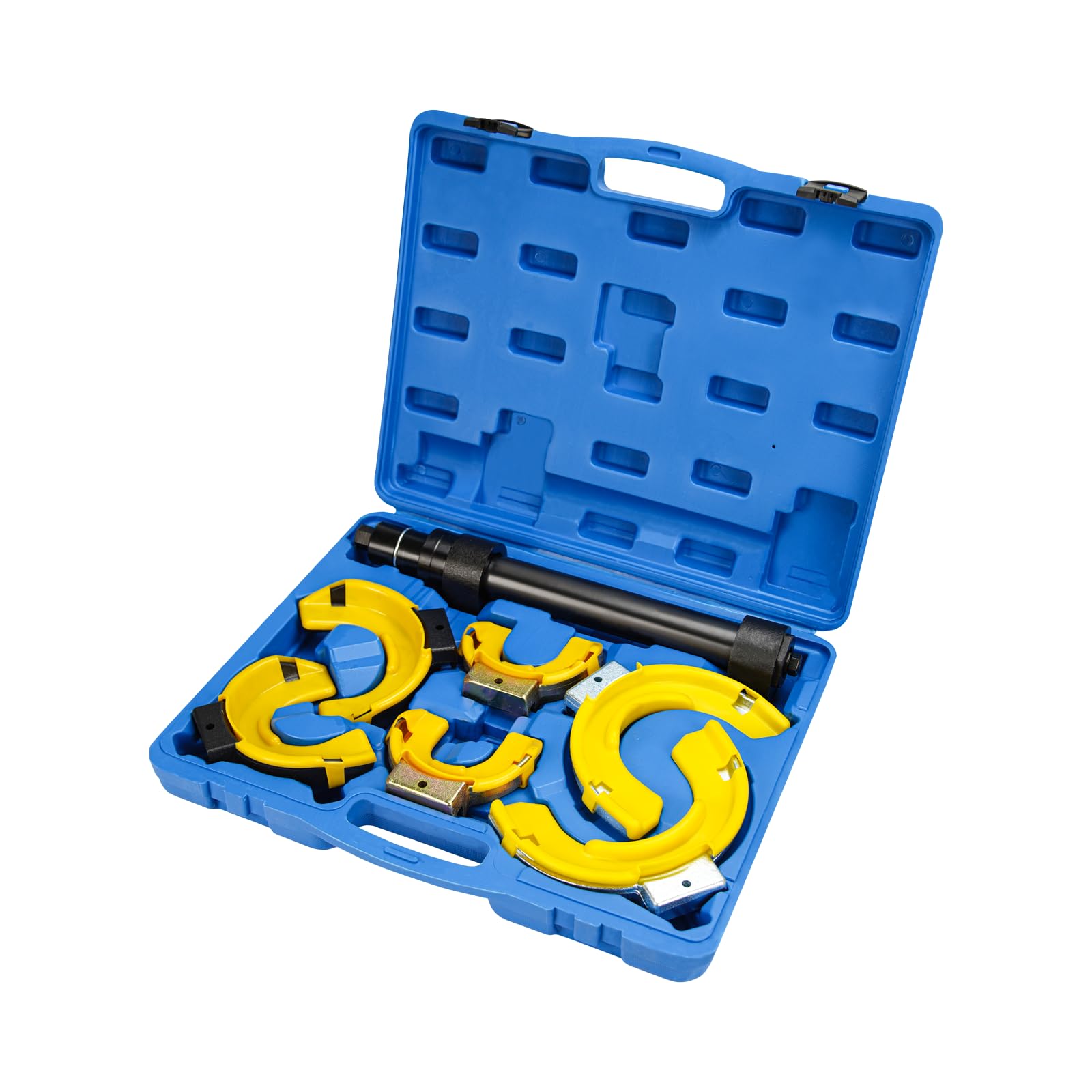 MacPherson Strut Spring Compressor Kit - Professional Interchangeable Fork Coil Spring Extractor Tool with Protective Sleeve & Carrying Case - Perfect for DIY Car Suspension Repair & Maintenance
