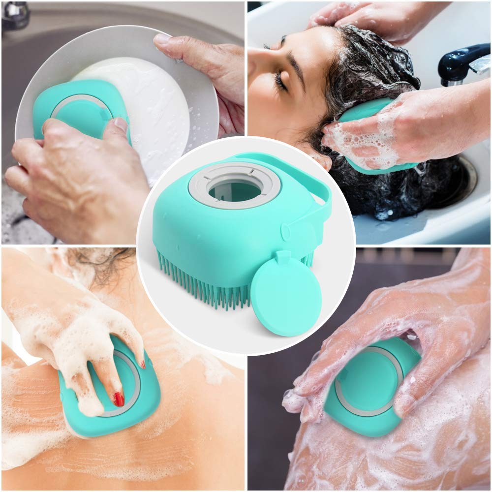 Premium Silicone Body Brush & Shower Scrubber with Built-in Gel Dispenser - Exfoliating Massage Brush for Scalp, Skin & Hair Care - Soft Bath Massager & Loofah Brush for Spa, Shower & Relaxation at Home
