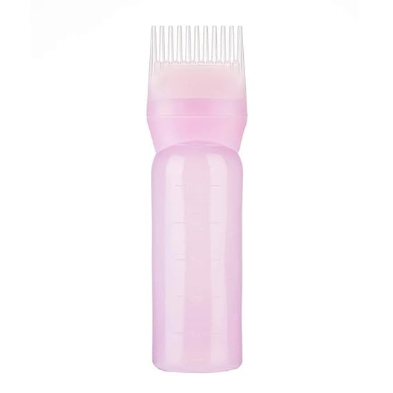 LUXURIA Plastic Hair Oil & Dye Applicator Brush Bottle - 120ml Styling Tool for Hair Coloring & Treatment (Pink) | Perfect for Salon, DIY Hair Care & At-Home Styling