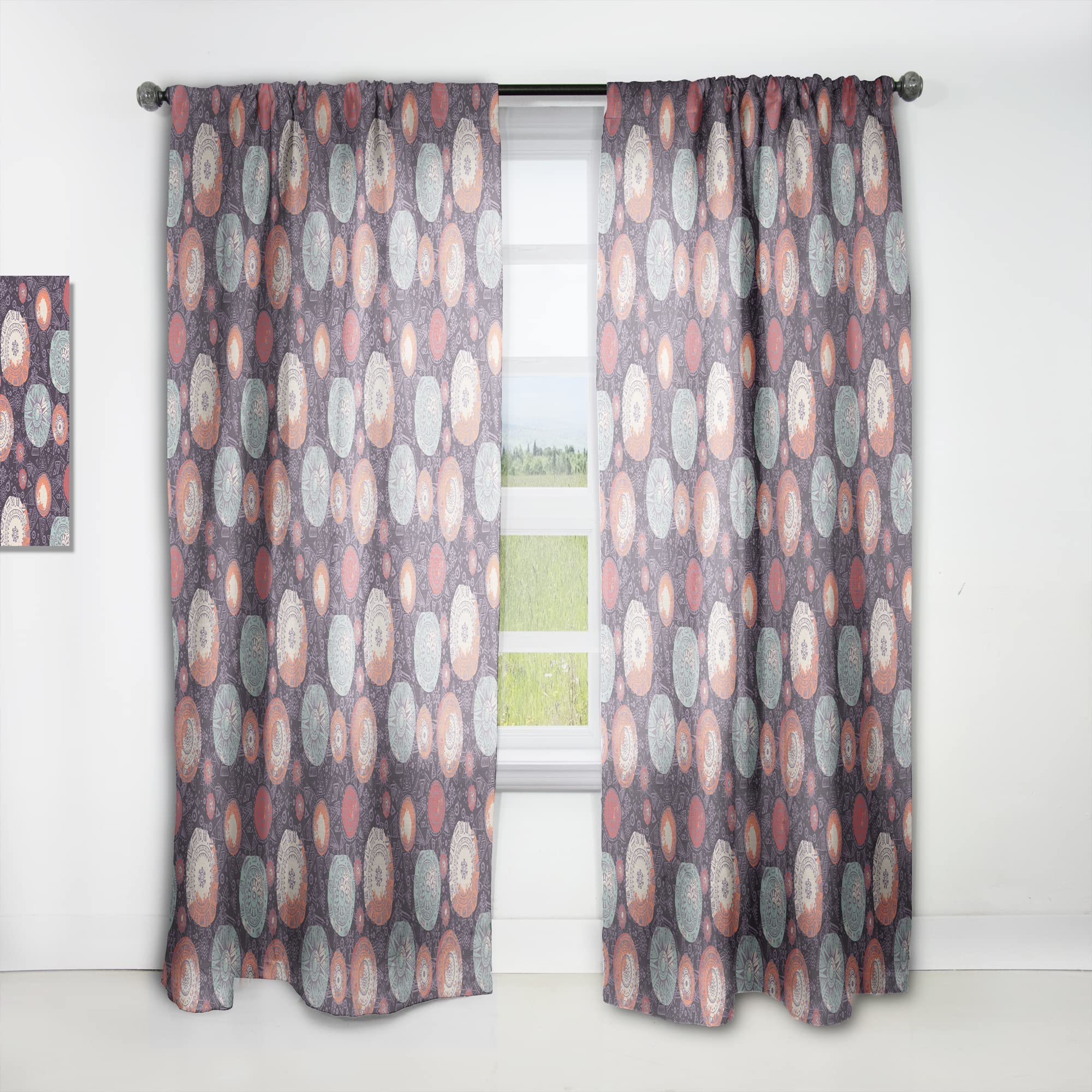 DesignQ Thermal Insulated Doodle Suns Pattern Curtains - Single Panel 52x84 - Blackout Drapes for Bedroom & Living Room - Perfect for Sun Protection & Room Decor