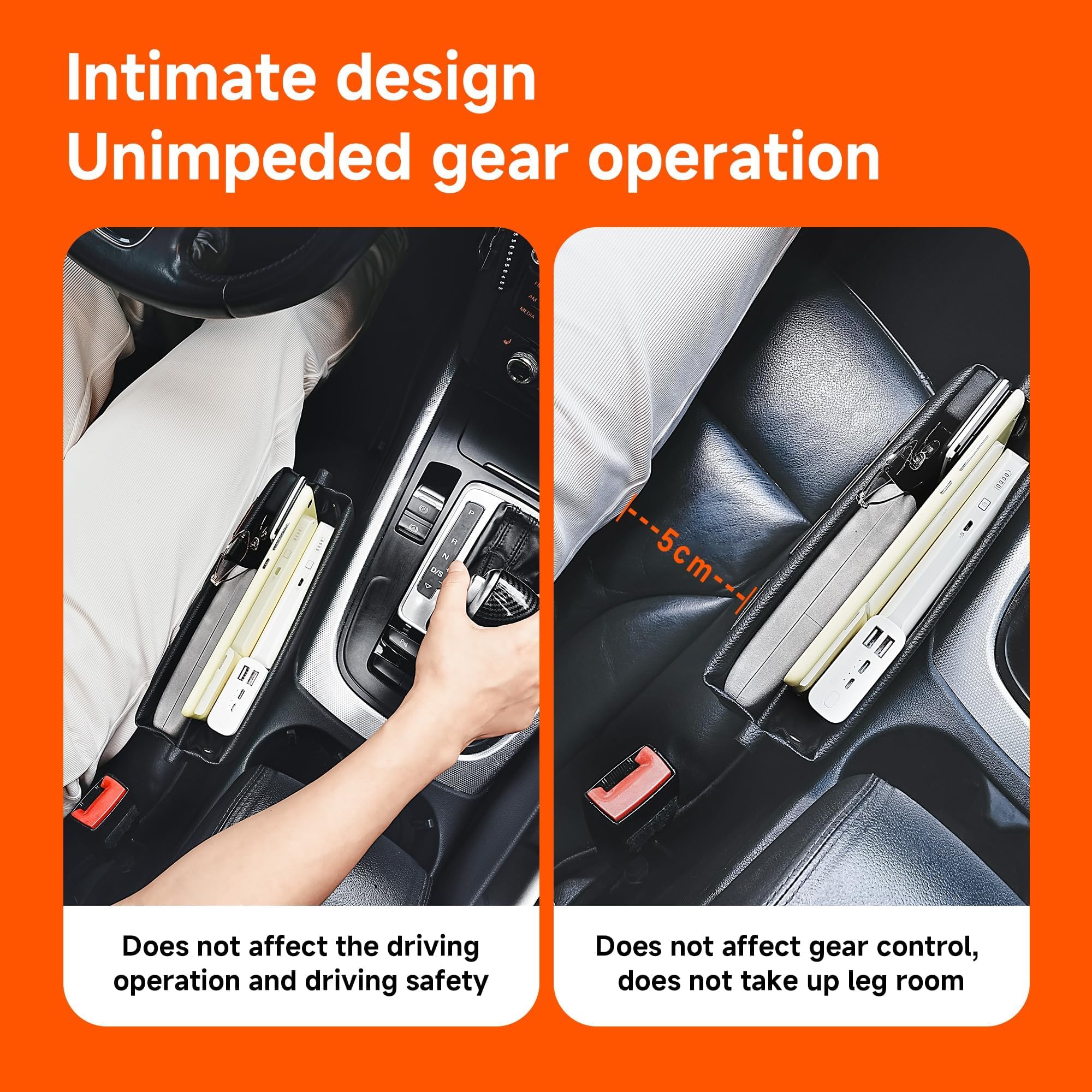 Premium Leather Car Seat Gap Filler Organizer - Adjustable Storage for Phones, Cards, Wallets & Keys | Front Seat Accessories for Cars, SUVs & Trucks | Keep Essentials Secure While Driving
