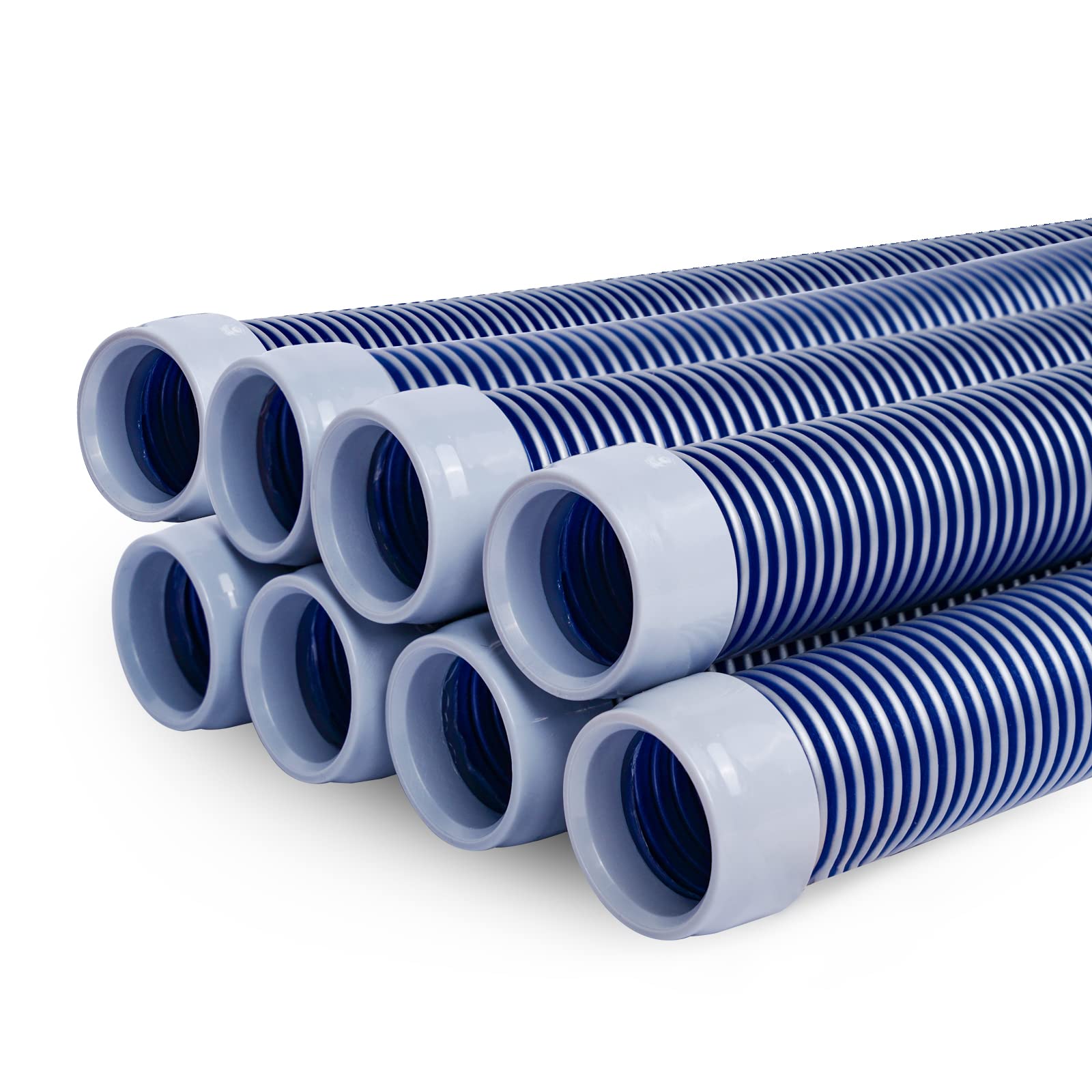 POOLWHALE 1.5” Professional Swimming Pool Vacuum Cleaner Hose - 8 Piece Set for Automatic Pool Cleaners | Replacement & Extension Hose Compatible with Hayward, Polaris, Pentair | Ideal for In-Ground & Above Ground Pool Maintenance
