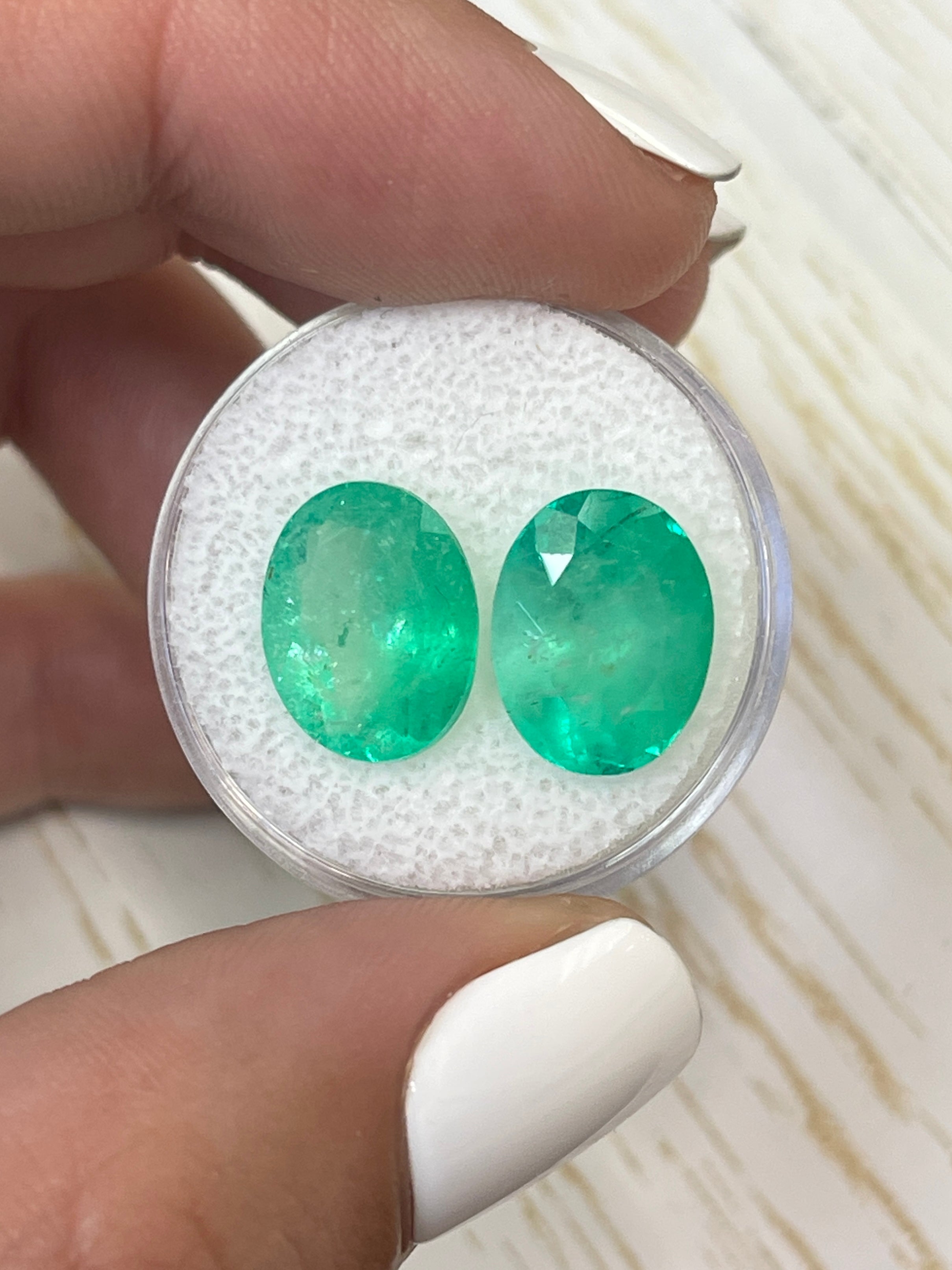 13x10 Oval Cut Colombian Loose Emeralds - 9.81tcw Matching Pair for Jewelry Making, Engagement Rings & Luxury Gifts