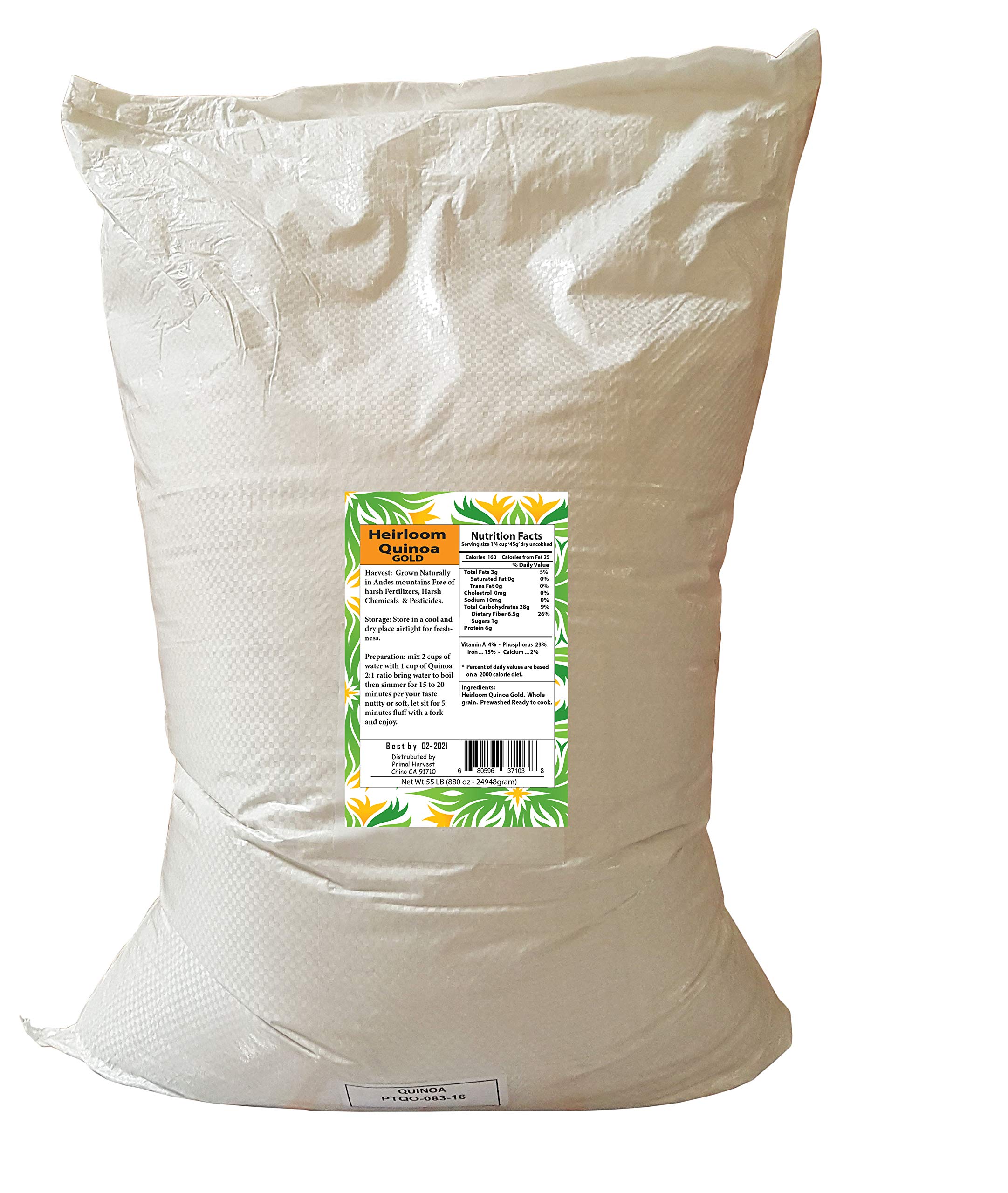 Organic Golden White Whole Quinoa Grain - Royal Non-GMO, Gluten-Free Bulk (55 lb) | Perfect for Healthy Cooking, Salads, Meal Prep & Vegan Recipes