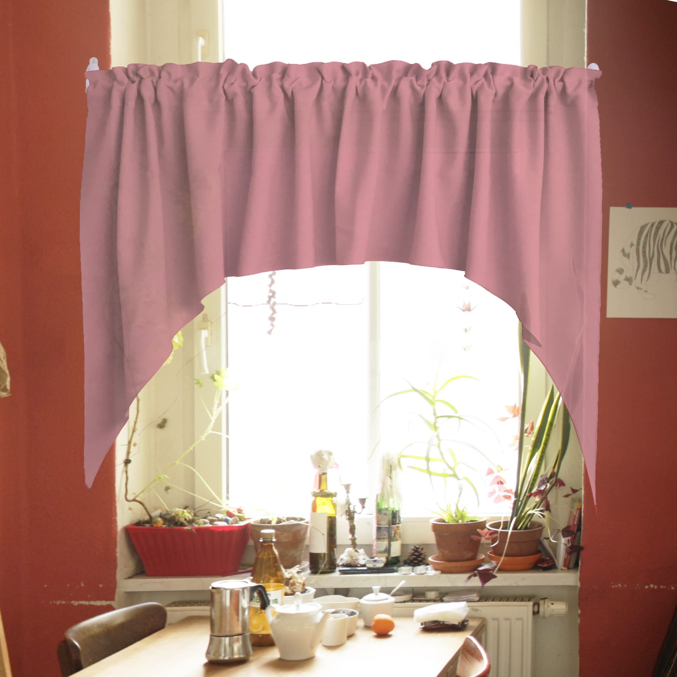Premium Solid Poplin Window Valance - Dusty Rose Home Décor for Bedroom, Nursery & Kitchen - Elegant Window Treatment for Curtains & Blinds