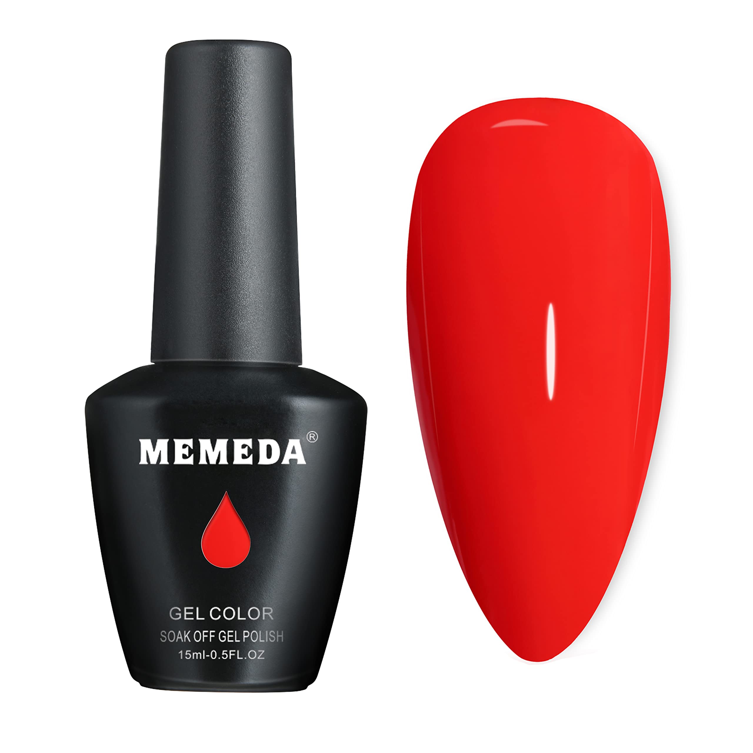 MEMEDA Soak Off Gel Nail Polish Kit - 0.5oz UV LED Nail Polish in Classic Red - Long Lasting Salon Quality Manicure for Home & Professional Use - Perfect for Parties, Weddings, and Special Occasions