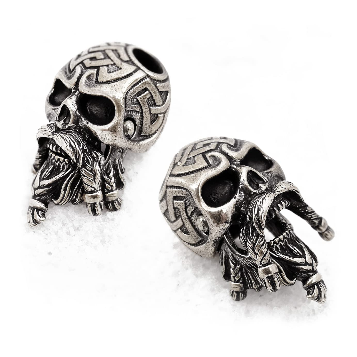 EDC Paracord Bead - Celtic Skull Warrior Charm for Knives & Lanyards (Silver) - Outdoor Gear Accessory