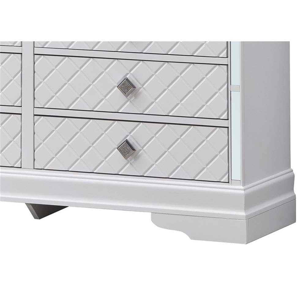 Glory Furniture Verona Wood 6-Drawer Dresser with White Pearlescent Finish - Perfect for Bedroom Storage & Organization