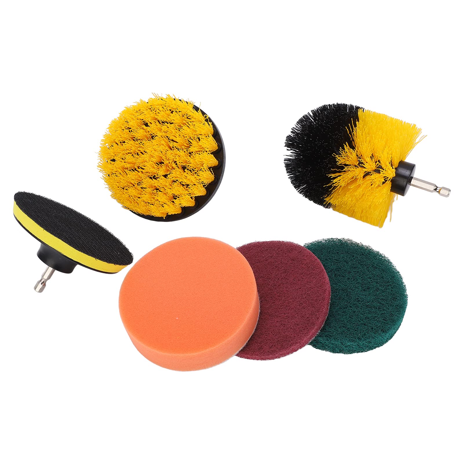 Aramox 6-Piece Drill Brush Set - ABS & Fibril Scrub Pads for Deep Cleaning Bathroom, Kitchen, Tiles, Floors - Power Drill Cleaning Attachments for Grout, Stains, Hard Surfaces (Perfect for Home, RV & Commercial Use)