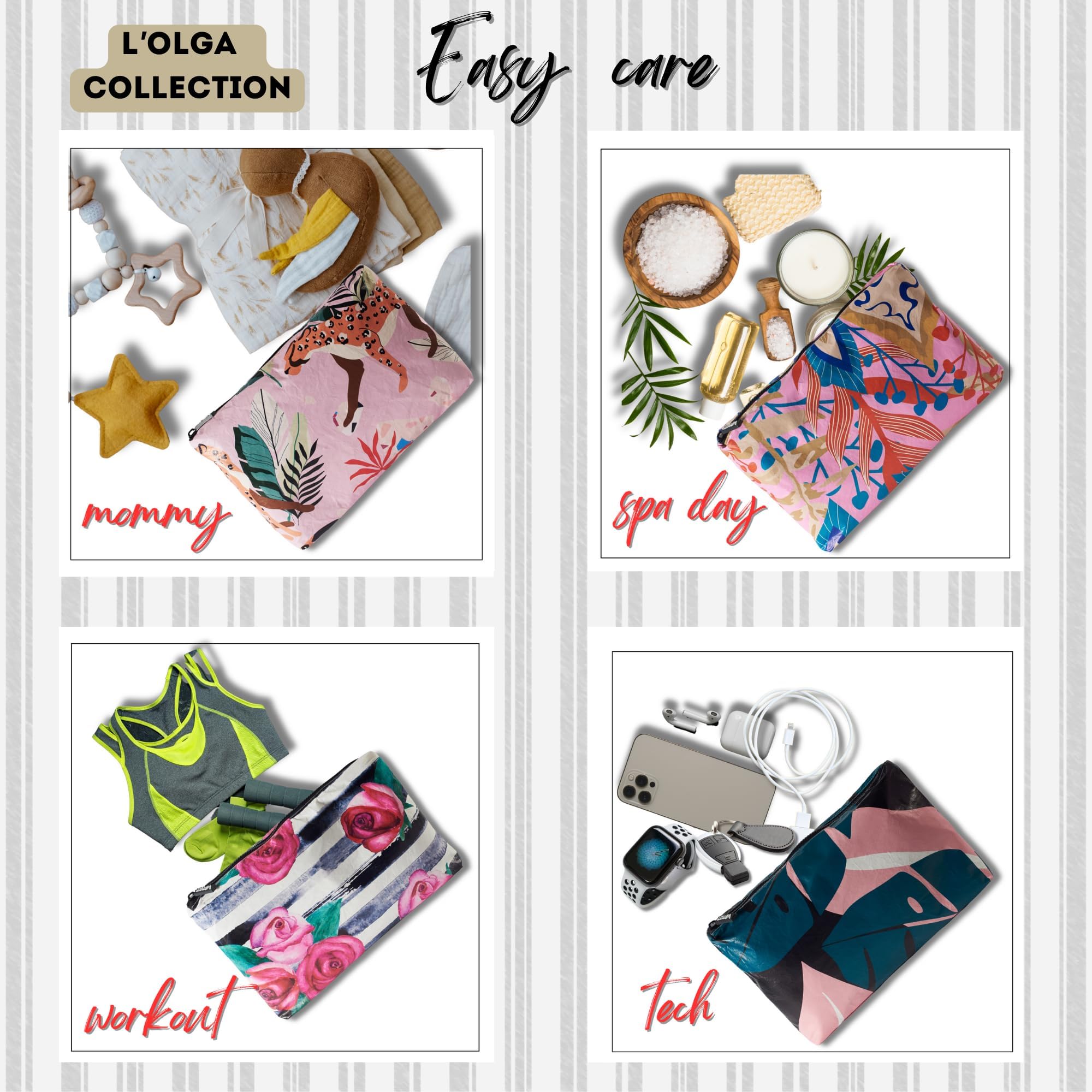 L'OLGA COLLECTION Waterproof Makeup Pouch - Lightweight Reusable Cosmetic Bag for Travel, Beach & Gym | Splash-proof Toiletry Organizer | Perfect Gift for Women | Ideal for Swimsuits, Bikinis & Toiletries