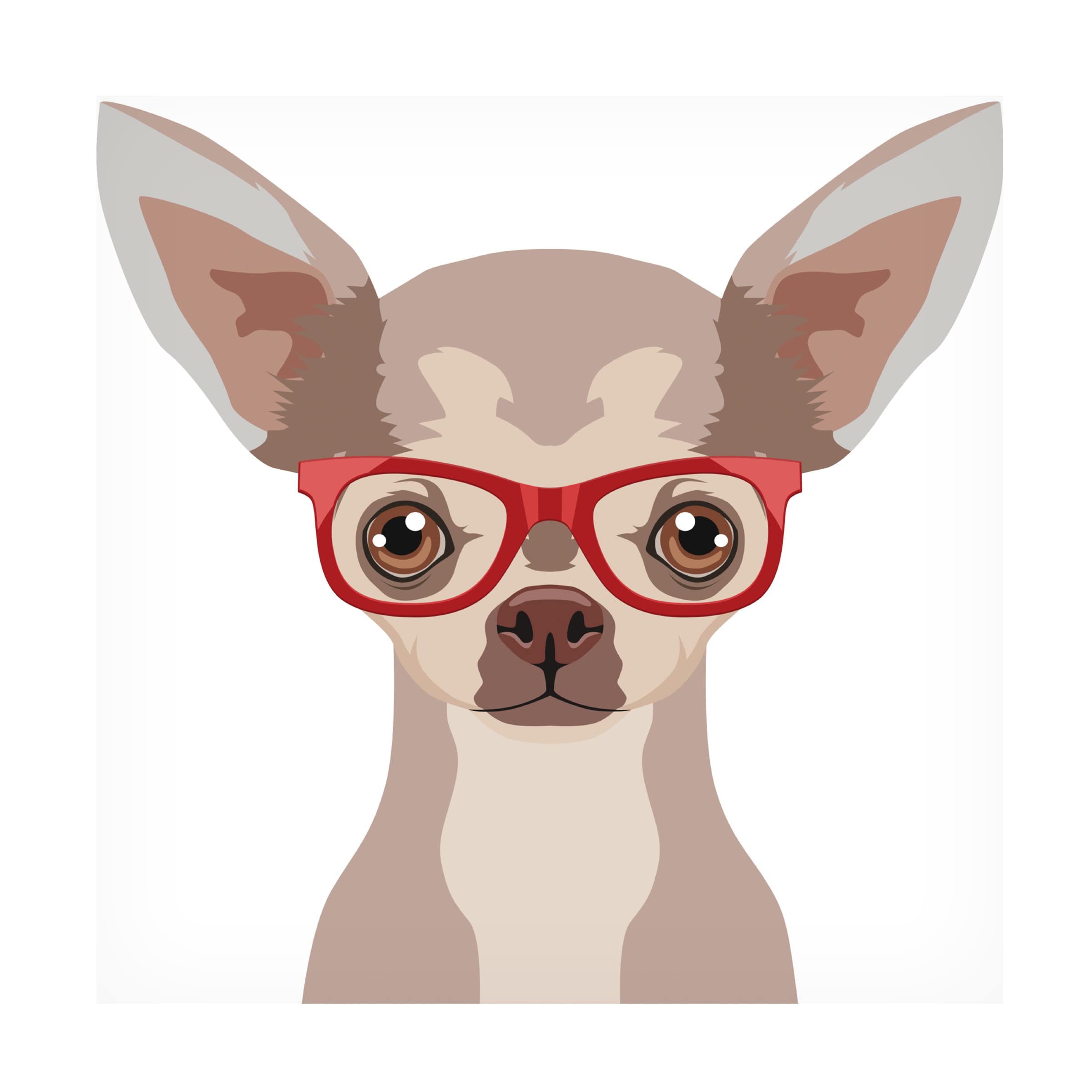 Trademark Fine Art 'Chihuahua Wearing Hipster Glasses 2' Canvas Wall Art - Funny Pet Portrait for Living Room, Bedroom & Office Decor