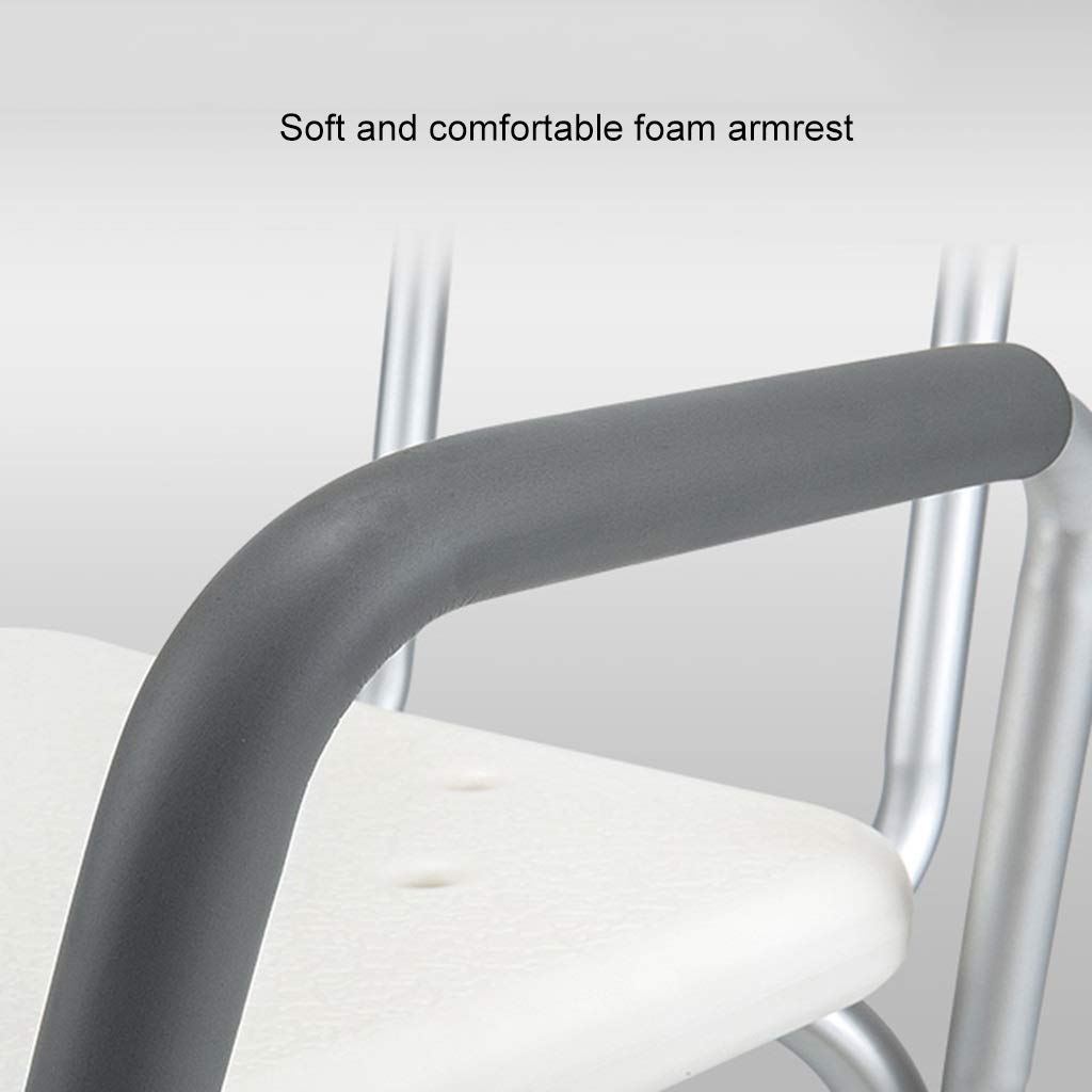 DWW Shower and Bath Chair with Removable Back & Arms - Widened Safety Seat - Adjustable Height Bathtub Bench for Elderly & Disabled - Non-Slip Medical Bath Seat for Safe Showering & Bathing at Home