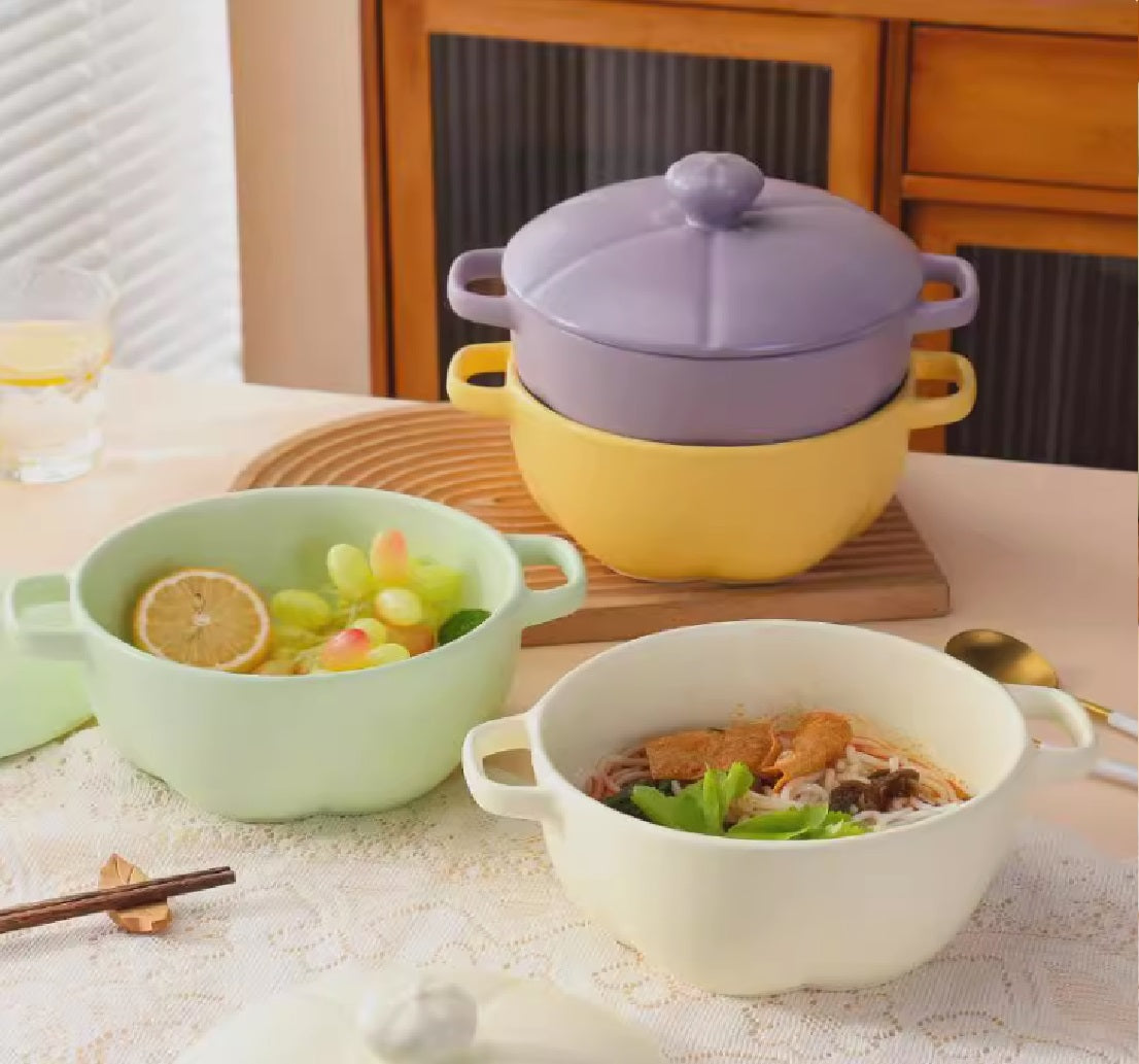 Floral Shaped 1.4L Baking Pot with Lid - Ceramic Oven Safe Casserole Dish for Baking, Roasting & Serving - Perfect for Casseroles, Soups & Desserts (50% Off Clearance Sale)